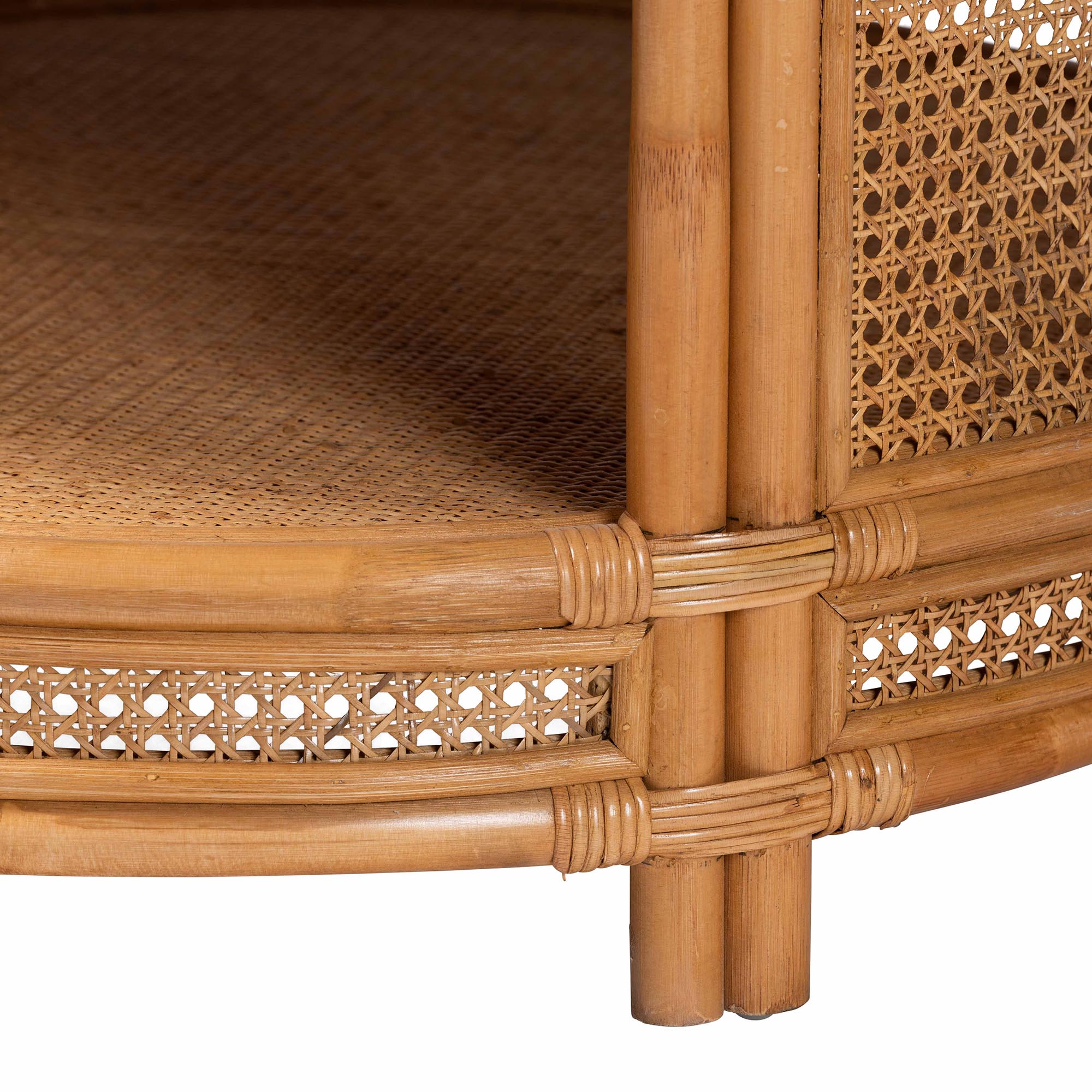 Modern Bohemian Natural Brown Rattan Coffee Table