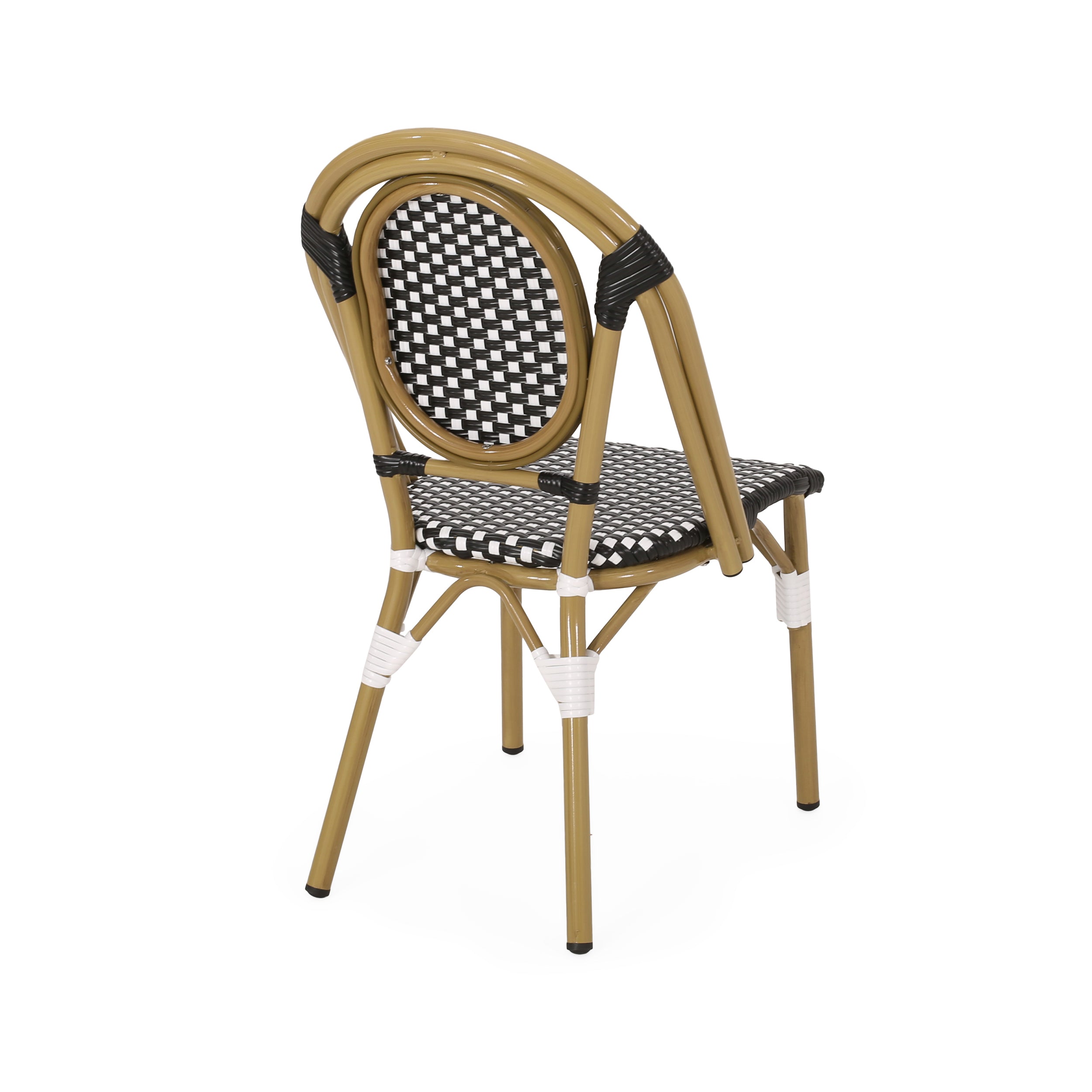 PE Rattan and Aluminum Bistro Chair with Sloped Arms, Set of 2