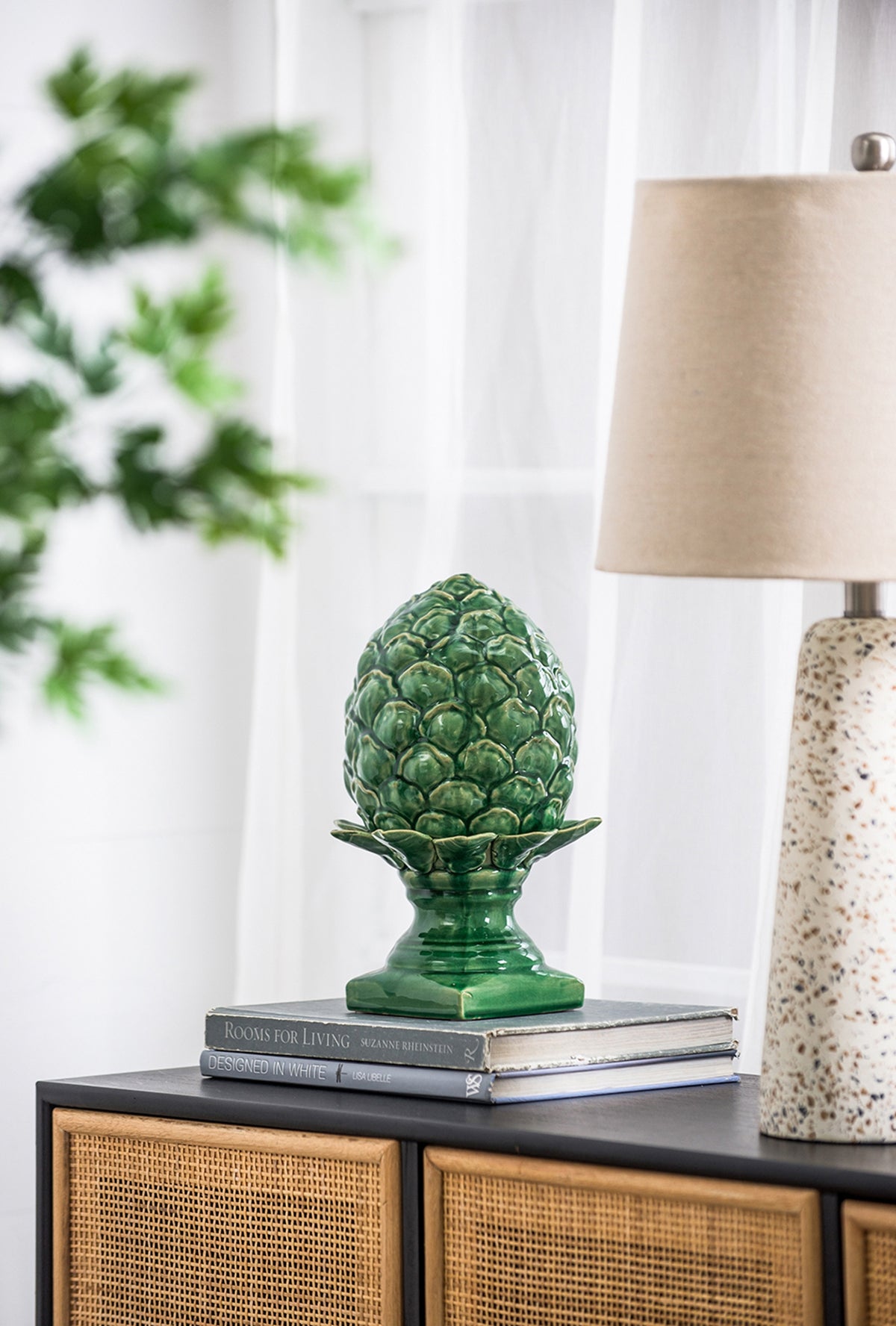 Helsa Ceramic Blooming Artichoke Accent