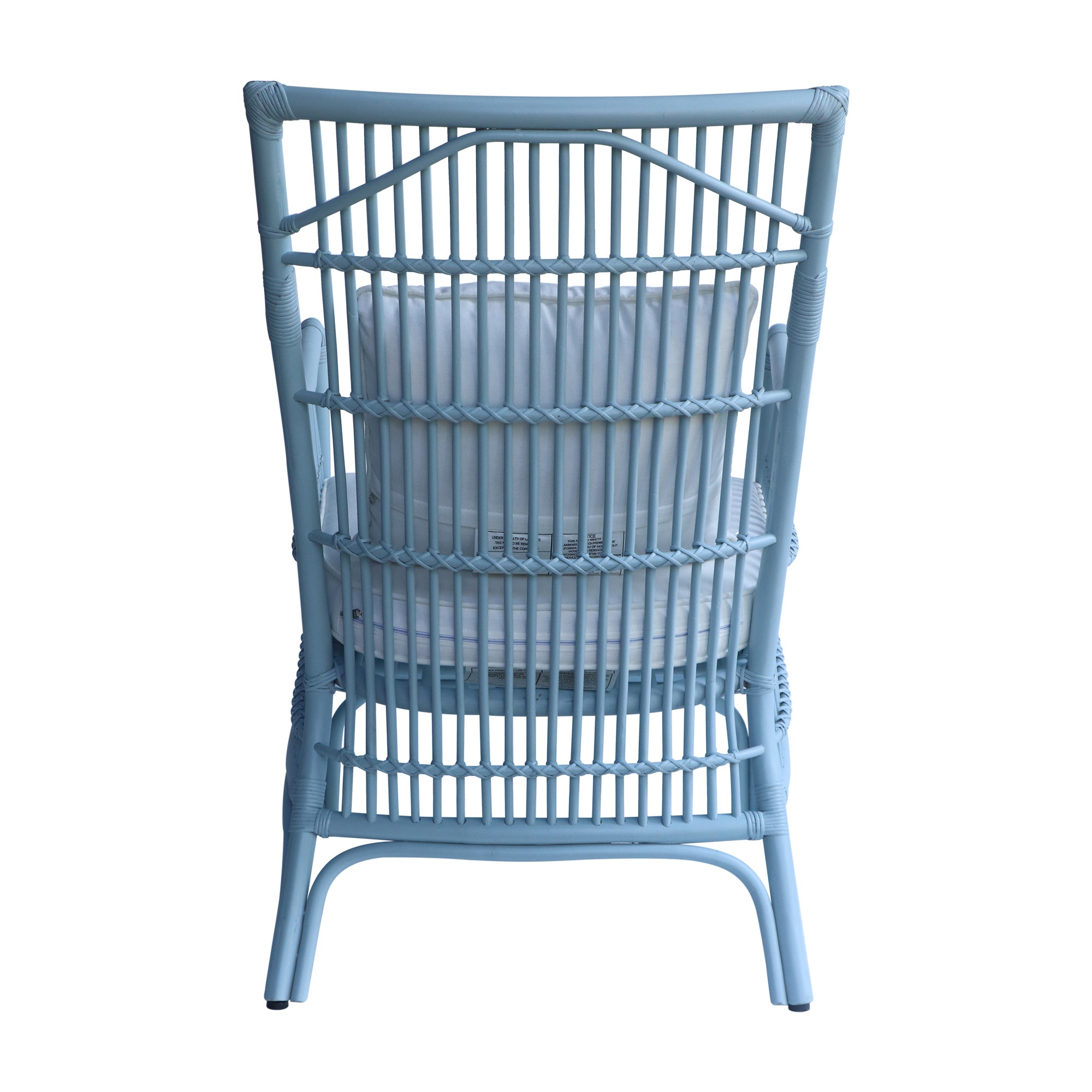 Rattan Slat Back Dining Arm Chair Light Blue