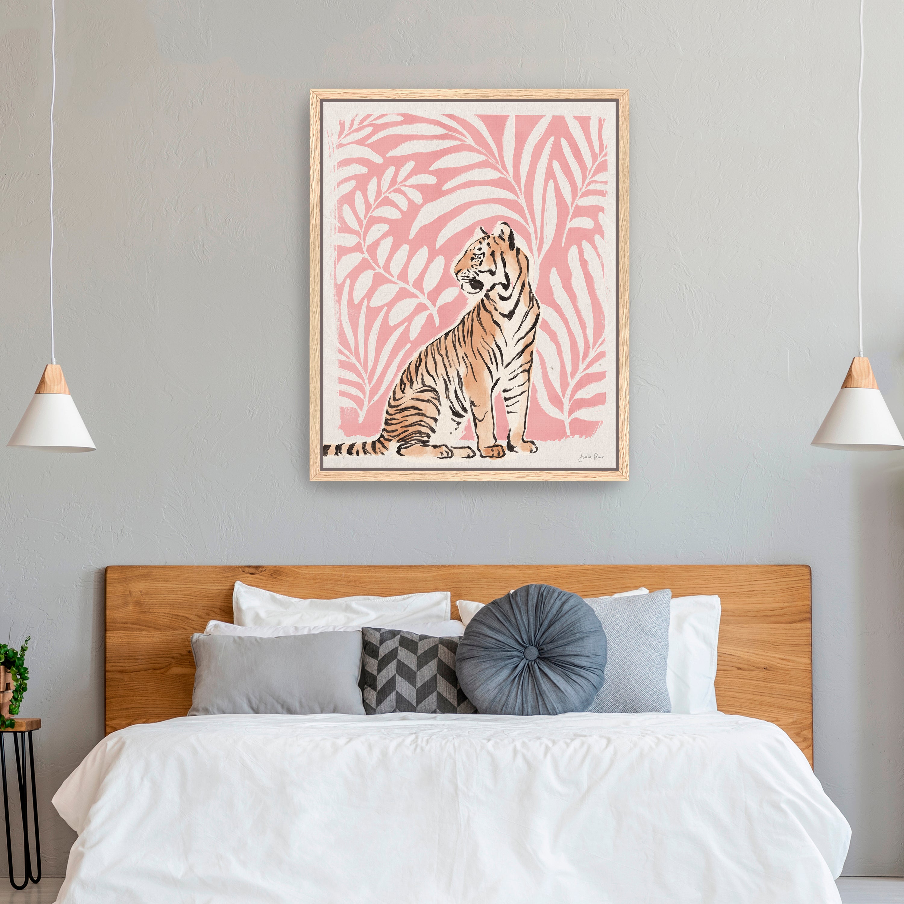 Jungle Cats II Pink Canvas Giclee