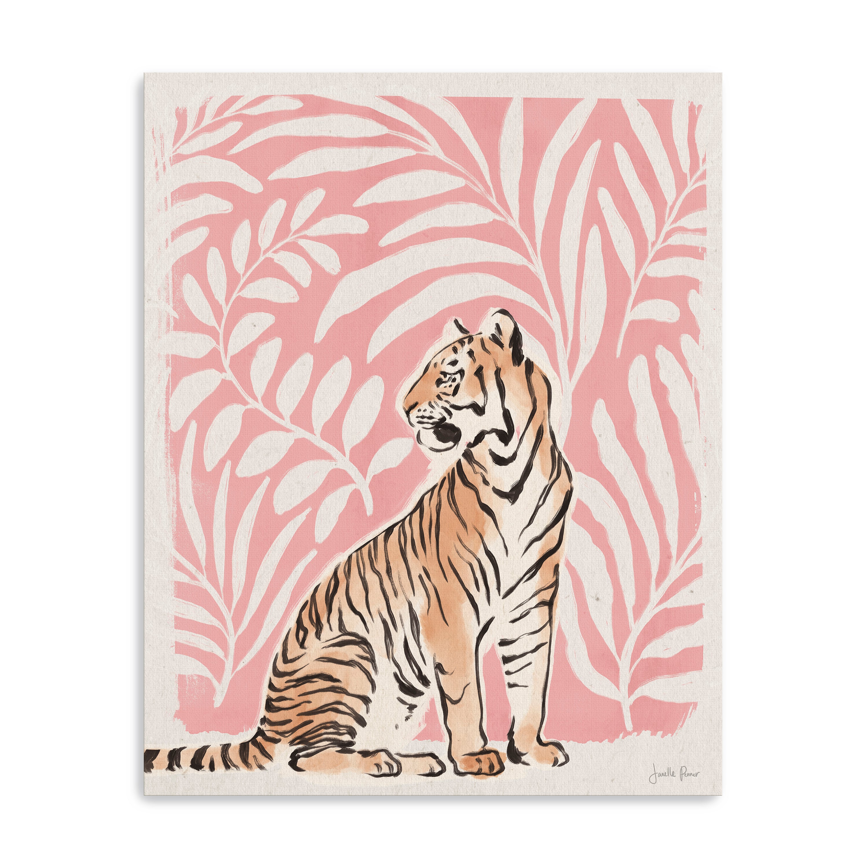 Jungle Cats II Pink Canvas Giclee
