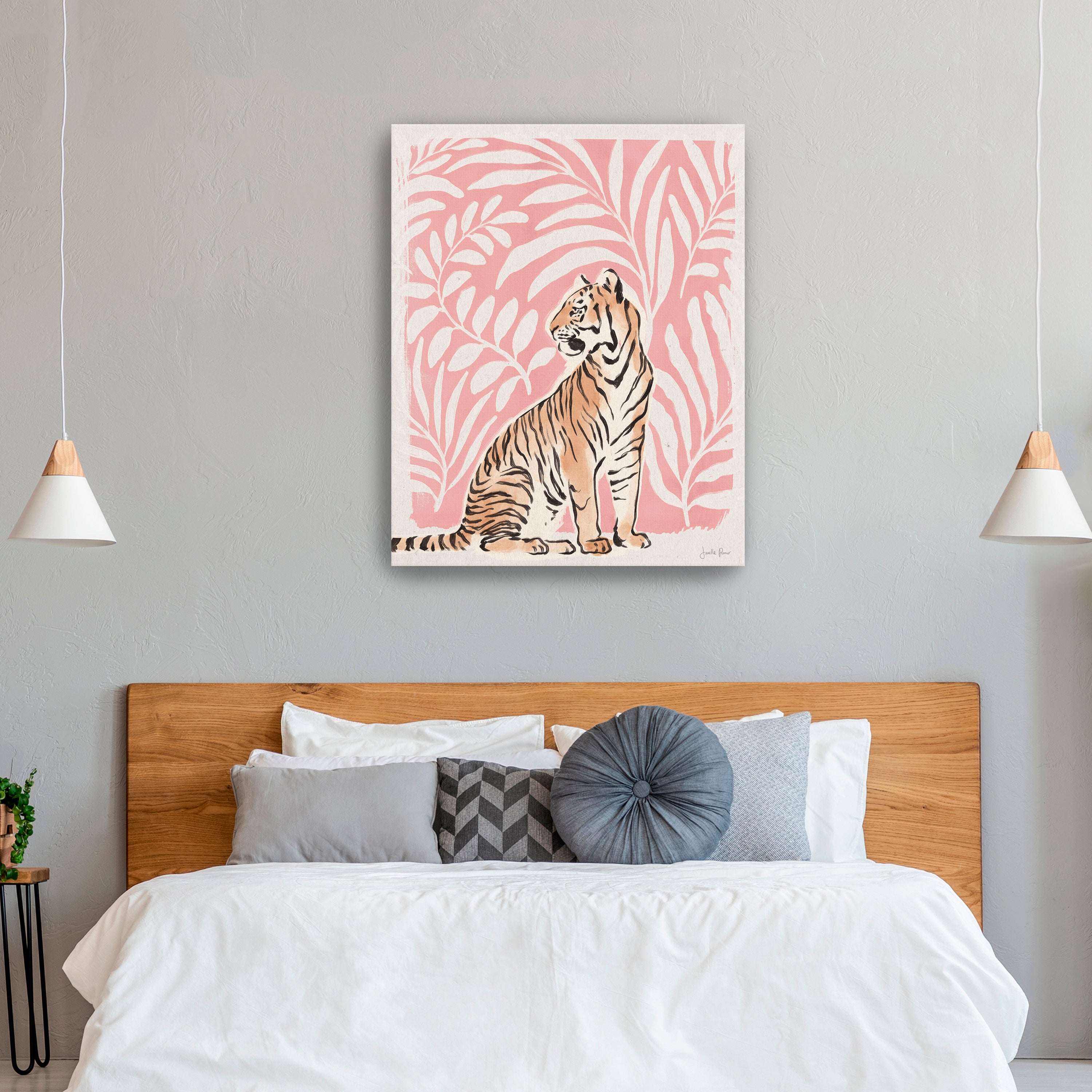Jungle Cats II Pink Canvas Giclee
