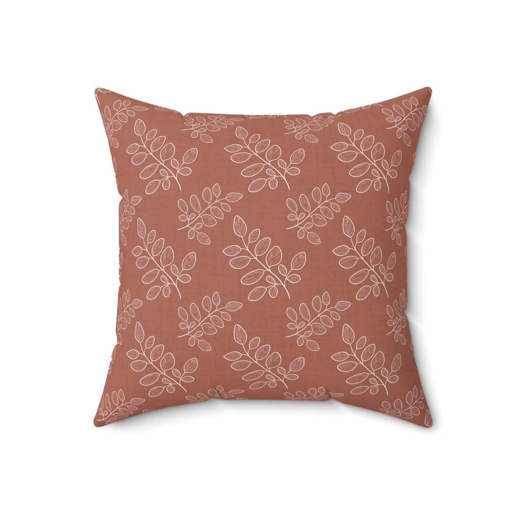 Floral Stems Rust Decorative Throw Pillow