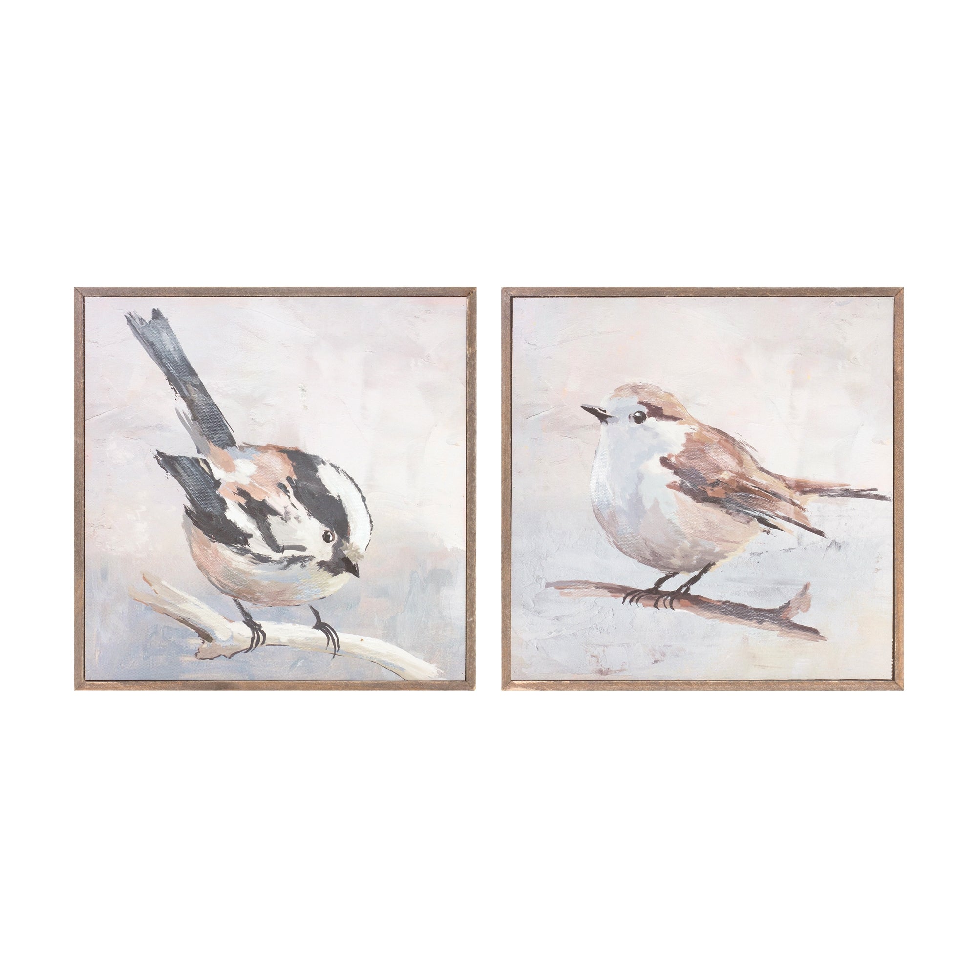 Framed Bird Canvas Block, Set of 2