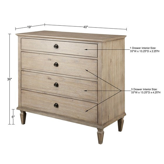 Small Dresser with 4 Drawers and Metal Handle