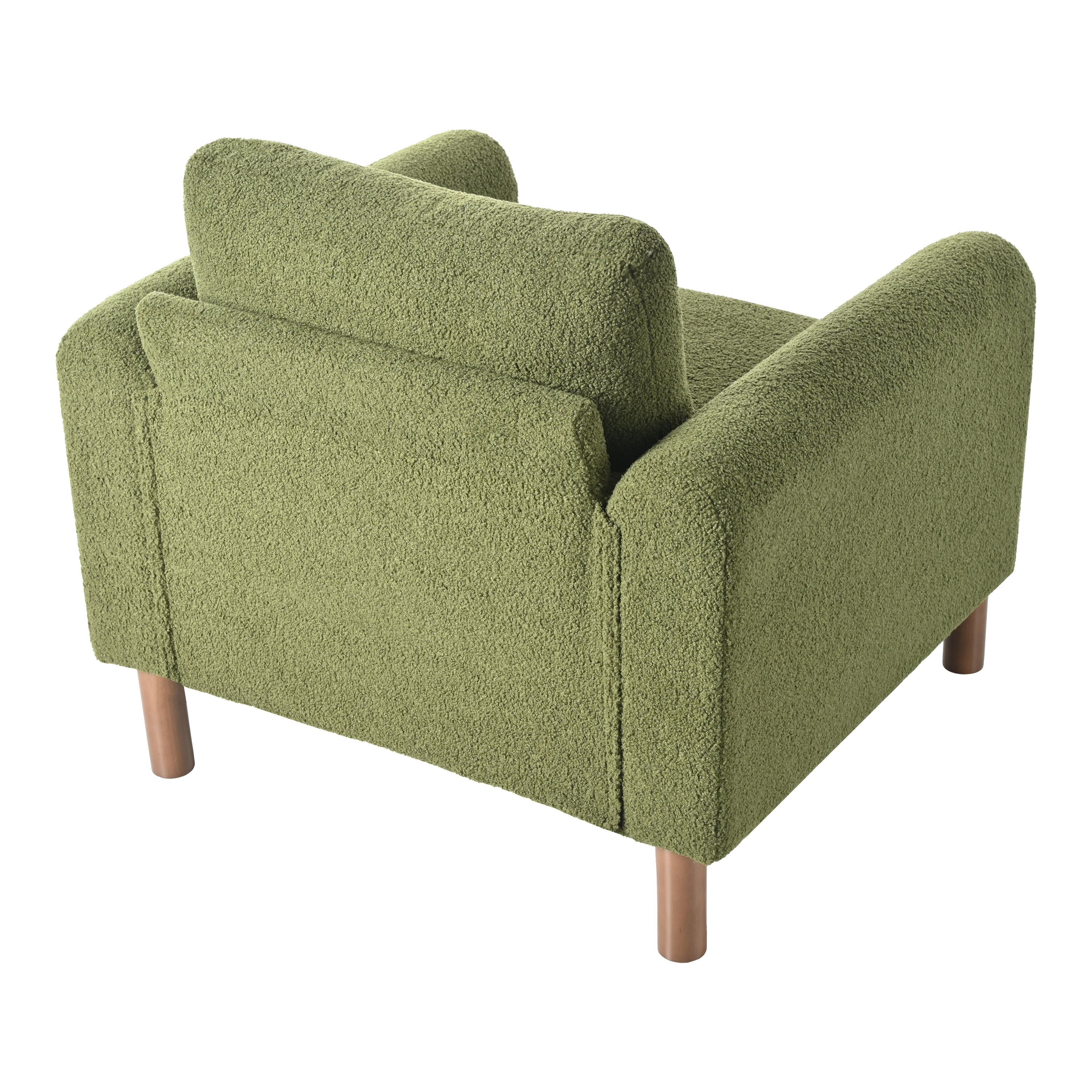 Upholstered Accent Chair with Walnut Legs and Curved Armrest