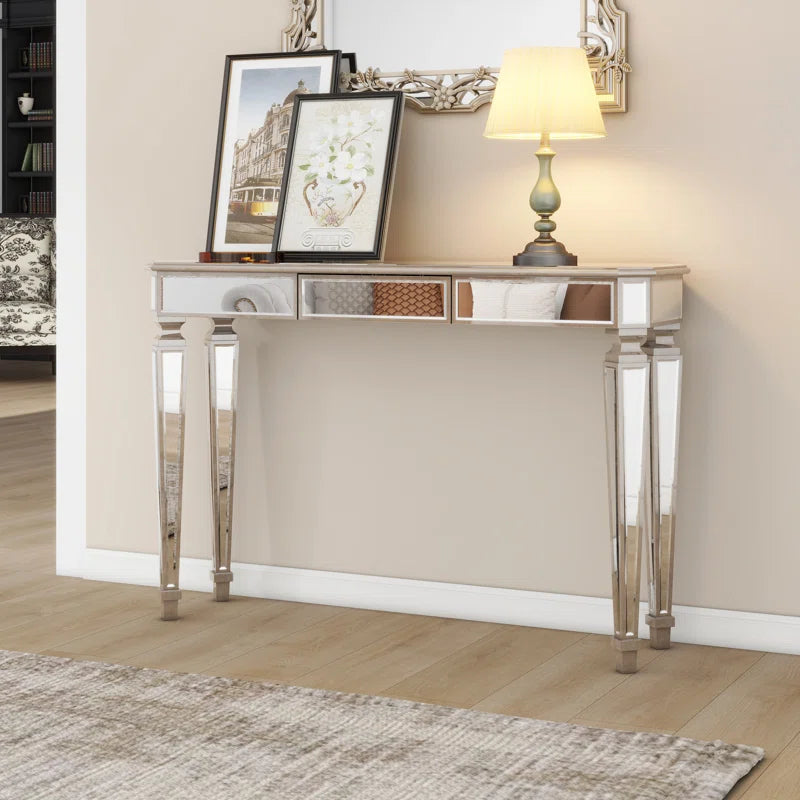 Mirror Console Table with 3 Drawers