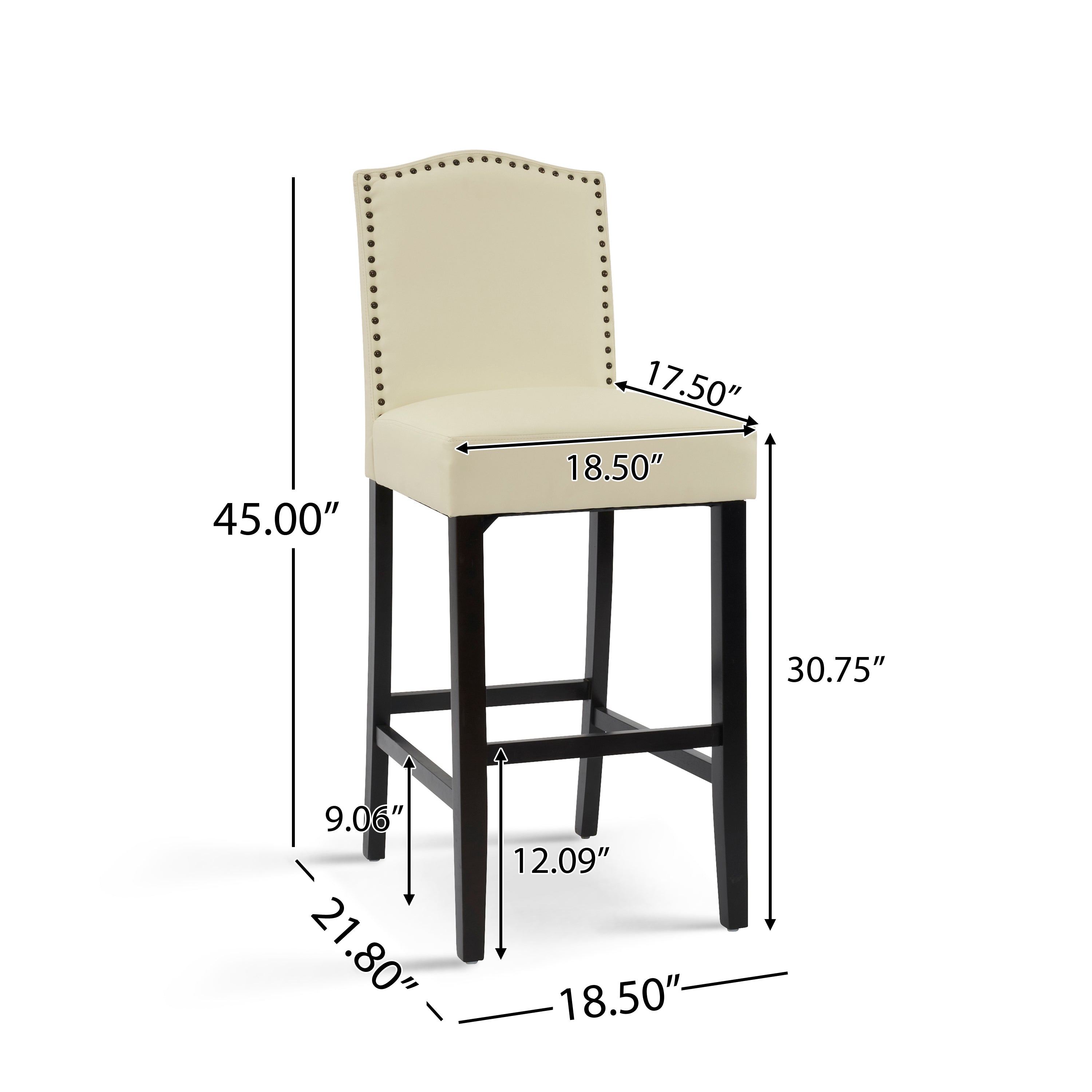 Upholstered Counter Stools with Rubberwood Legs