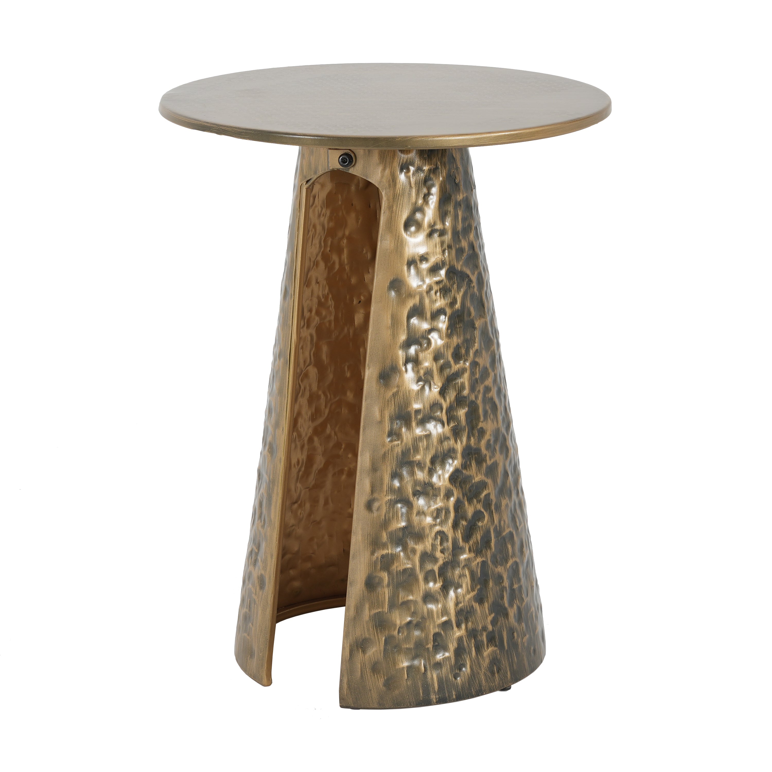 Hand-Hammered Metal Accent Side Table