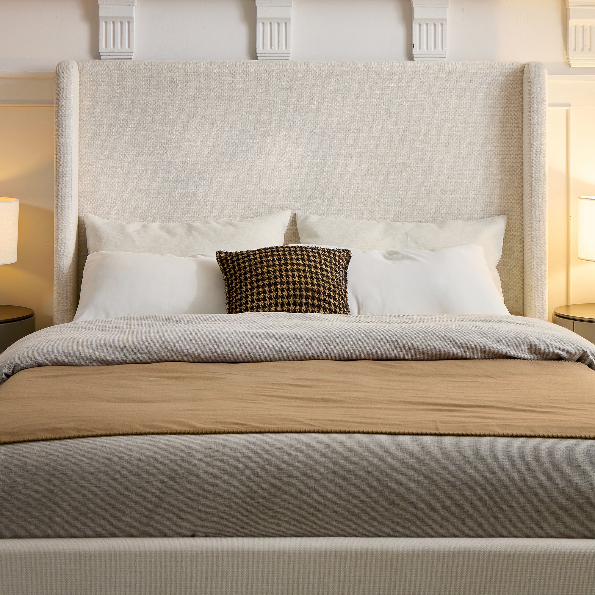 Caron Upholstered Wingback Bed