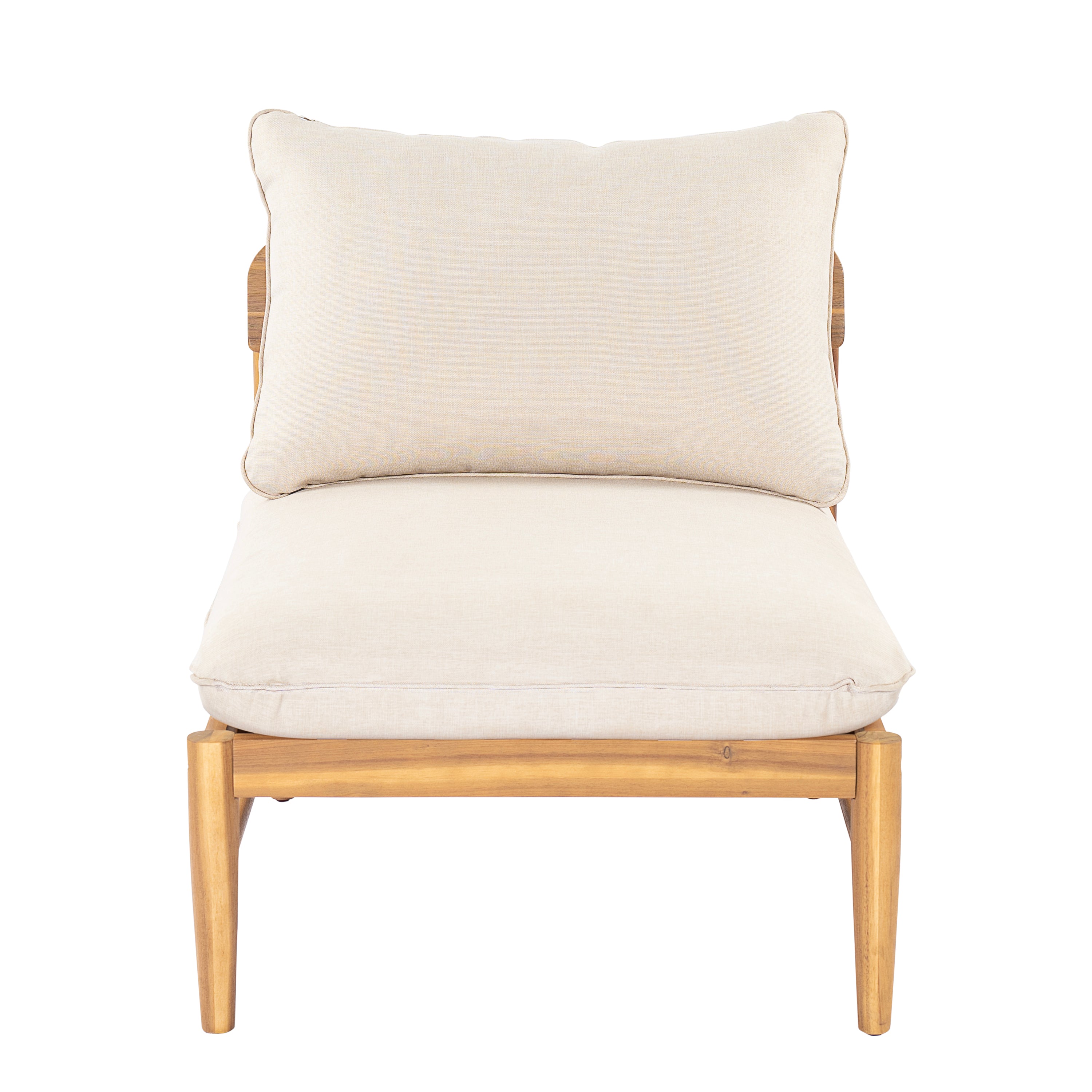 Terassi Outdoor Acacia Wood 4 Seater Sofa, Light Teak Finish with Beige Cushion