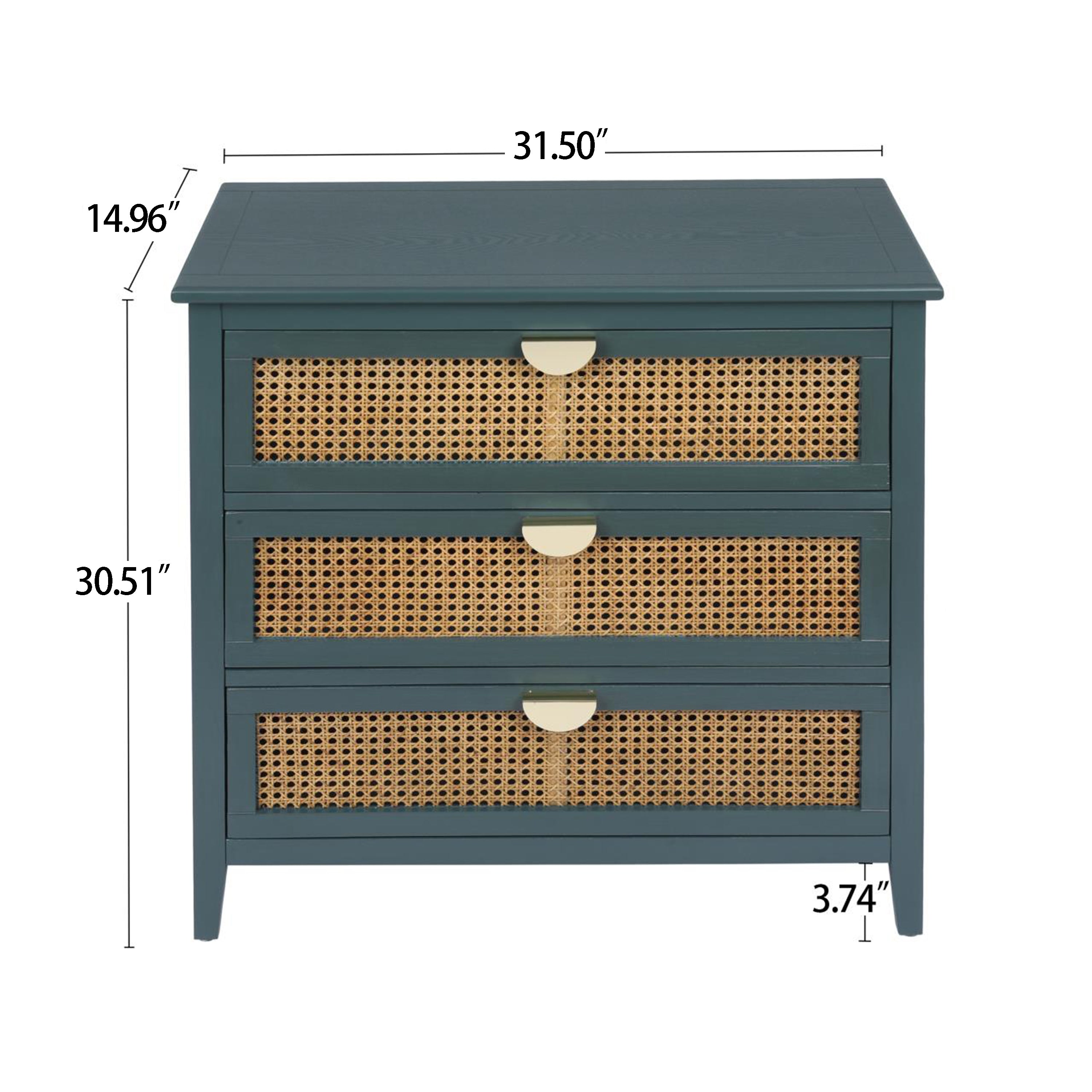 3 Drawer Cabinet with Natural Rattan Drawers