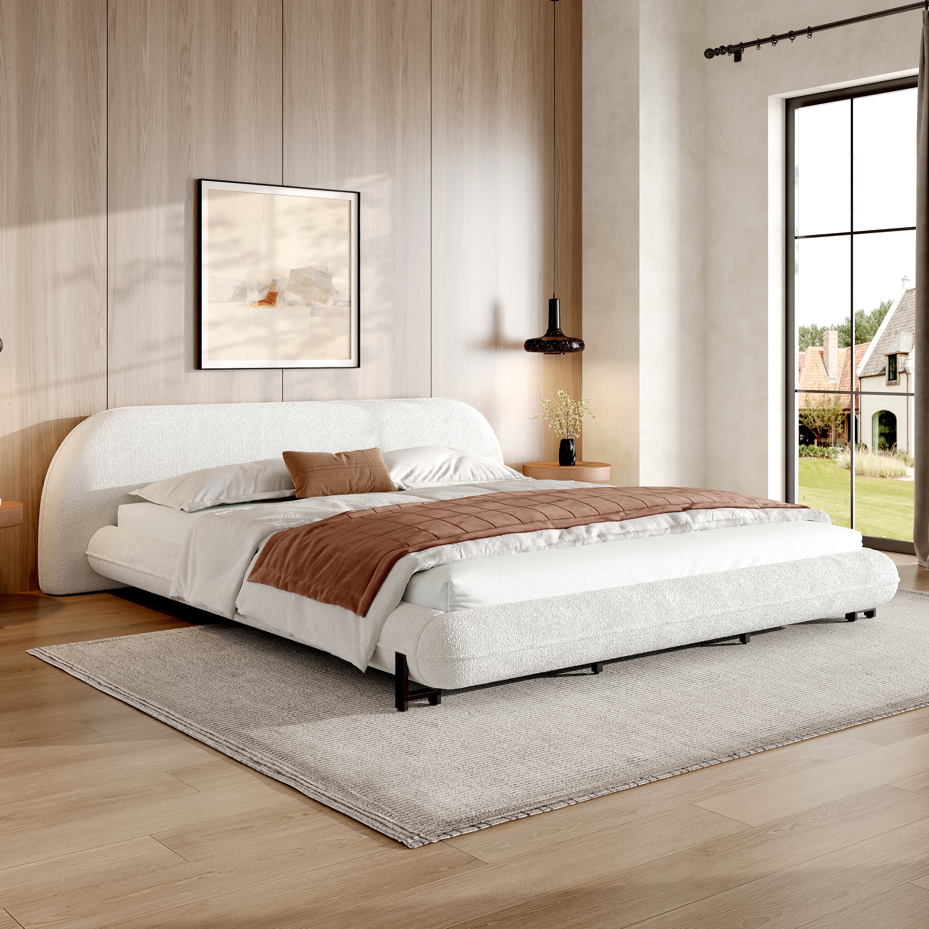 Boucle Upholstered Bed