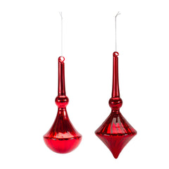 Modern Red Finial Drop Ornament (Set of 6)