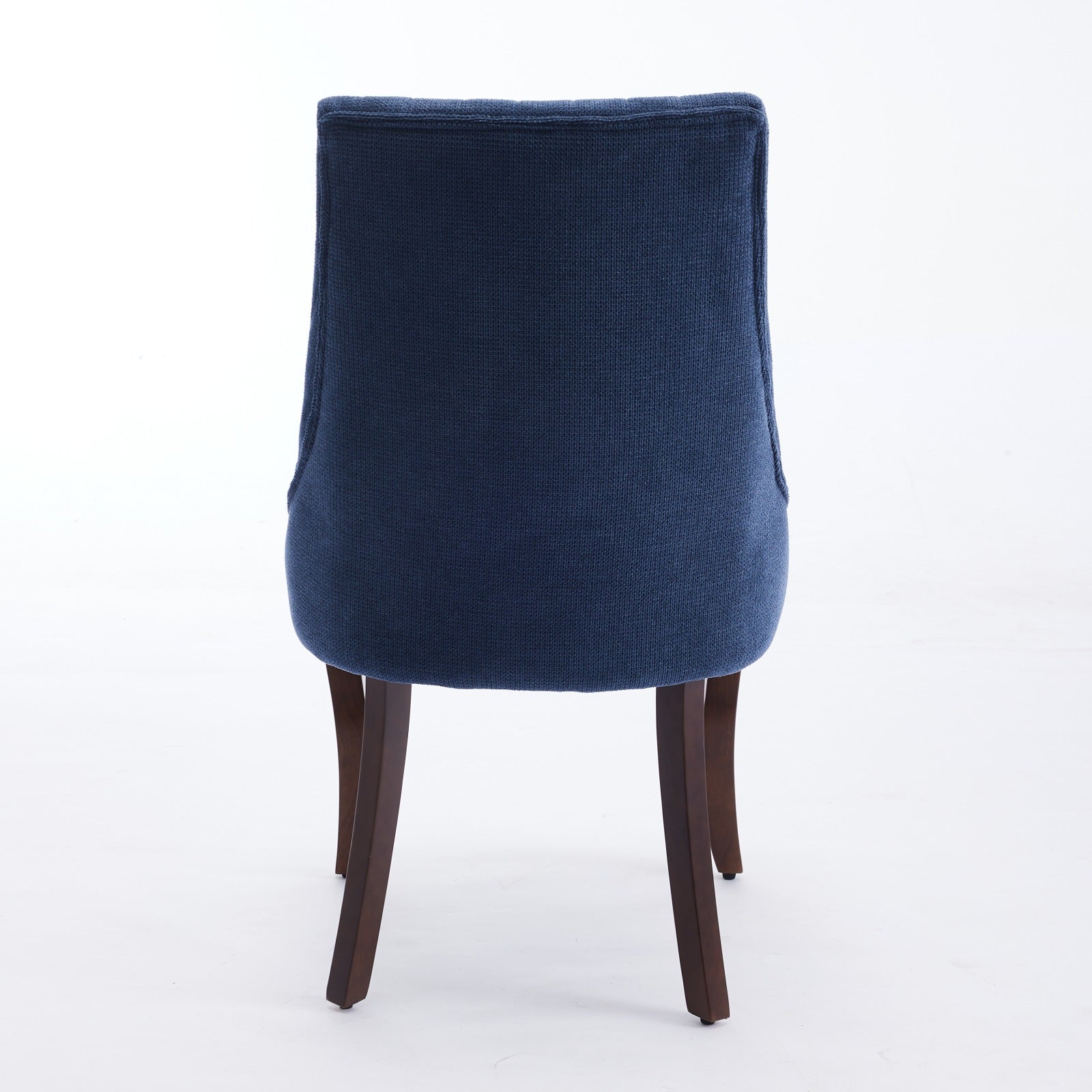 Rayon Cloth Flocking Linen Dining Chairs Channel Kitchen Dinner Chair Comfy Fabric Upholstered Accent Chair for Dining Room with Curved Solid Wood Legs,Set of 2 (Blue), SW1847BL
