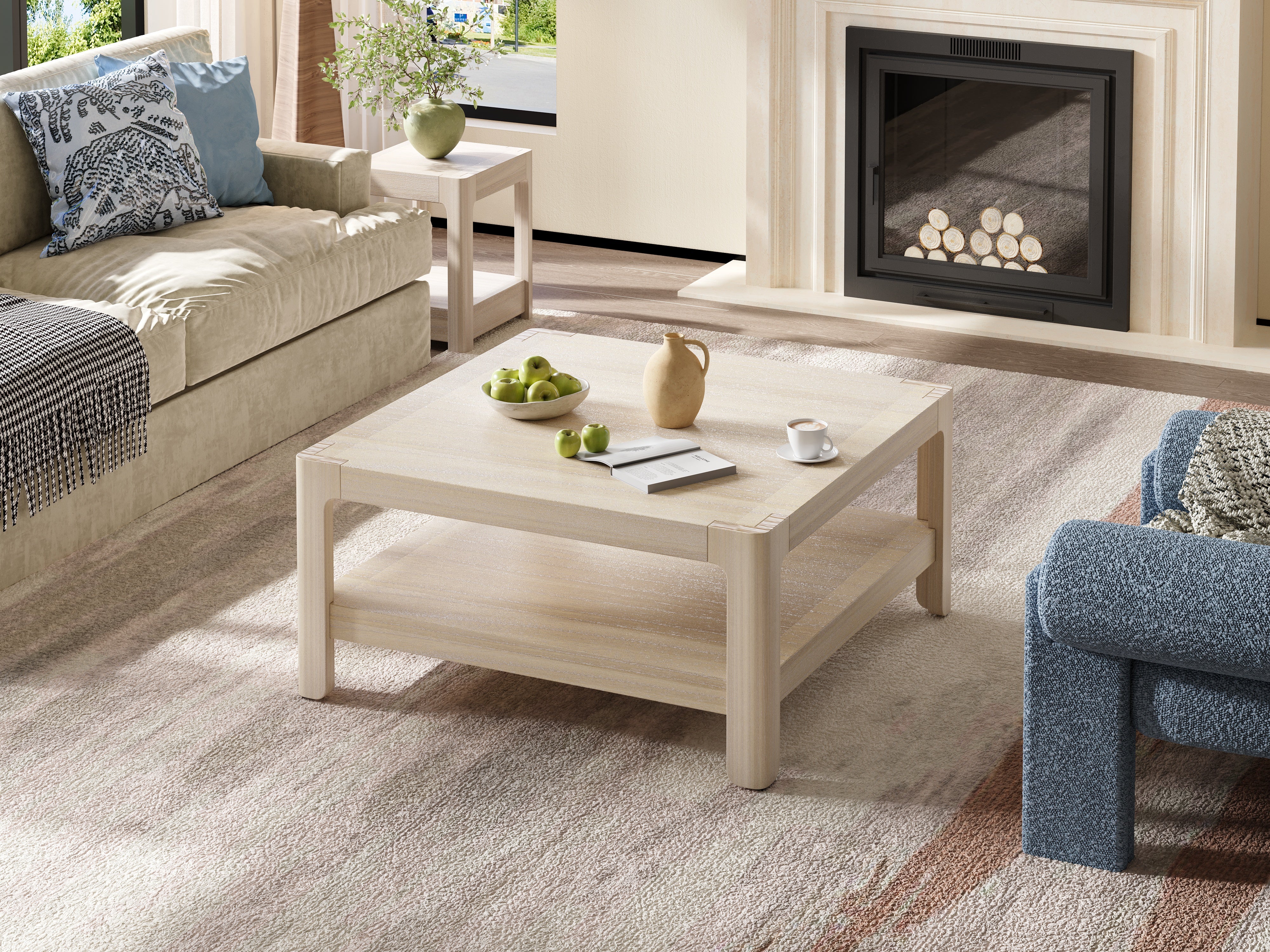 Modern Farmhouse Coffee Table with Soft Rounded Profile