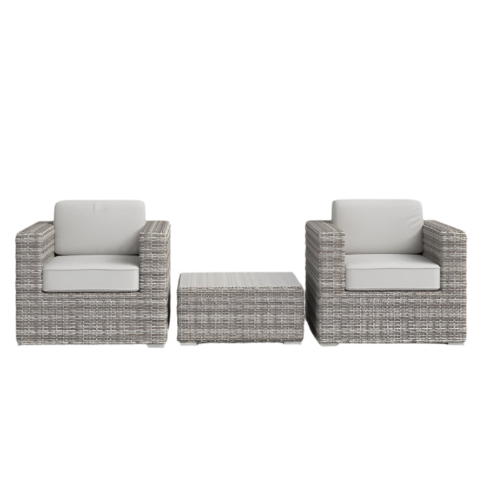 Modern All-Weather Wicker Outdoor Accent Chairs, 3-Piece Set