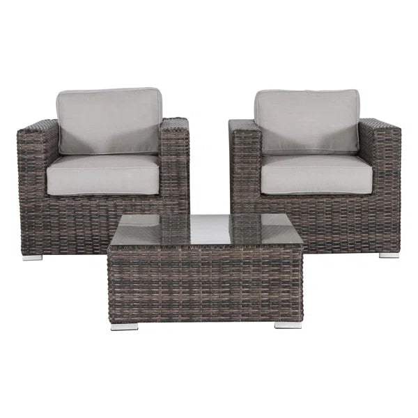 Modern All-Weather Wicker Outdoor Accent Chairs, 3-Piece Set