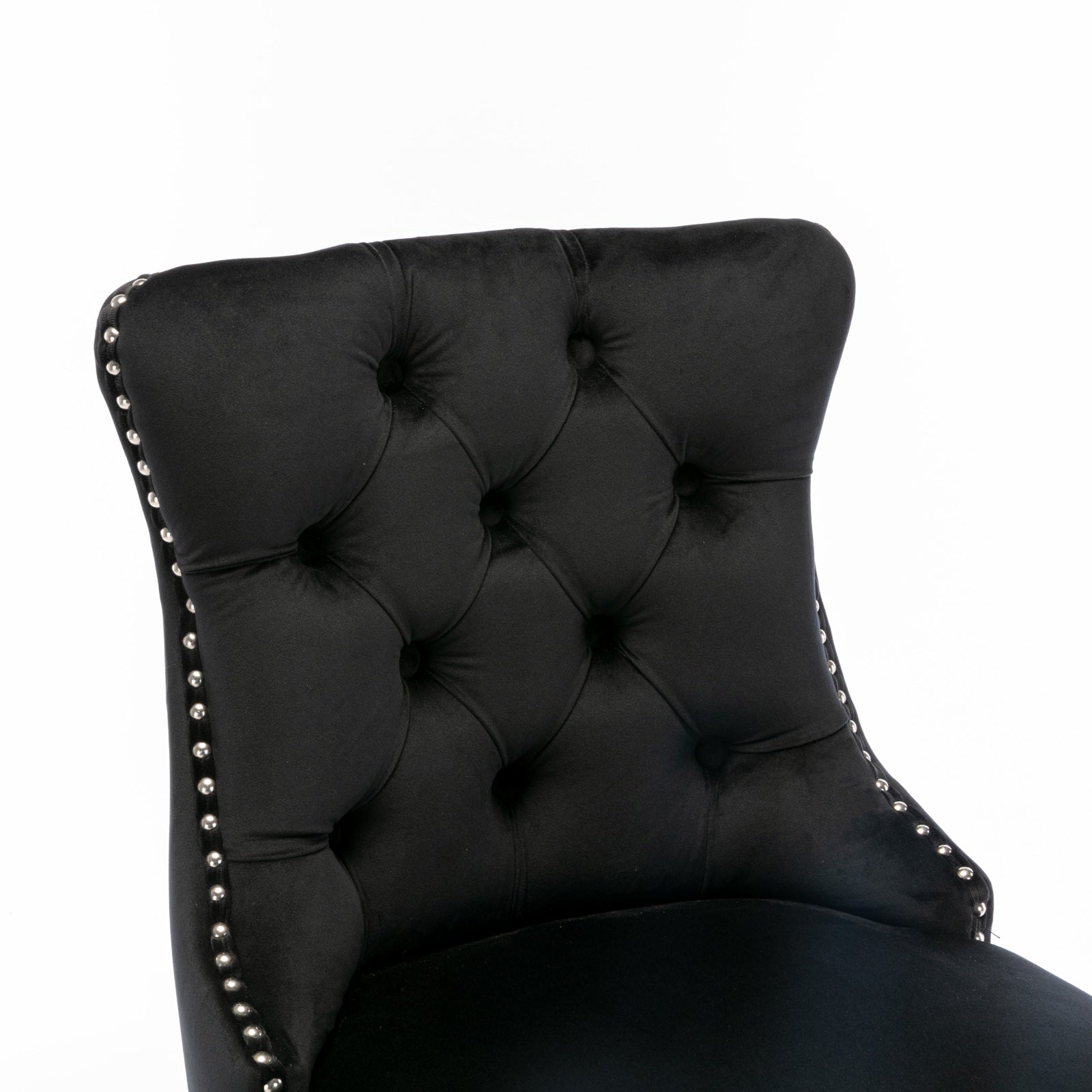 Contemporary Velvet Button Tufted Nailhead Trim Upholstered Barstools, Set of 2