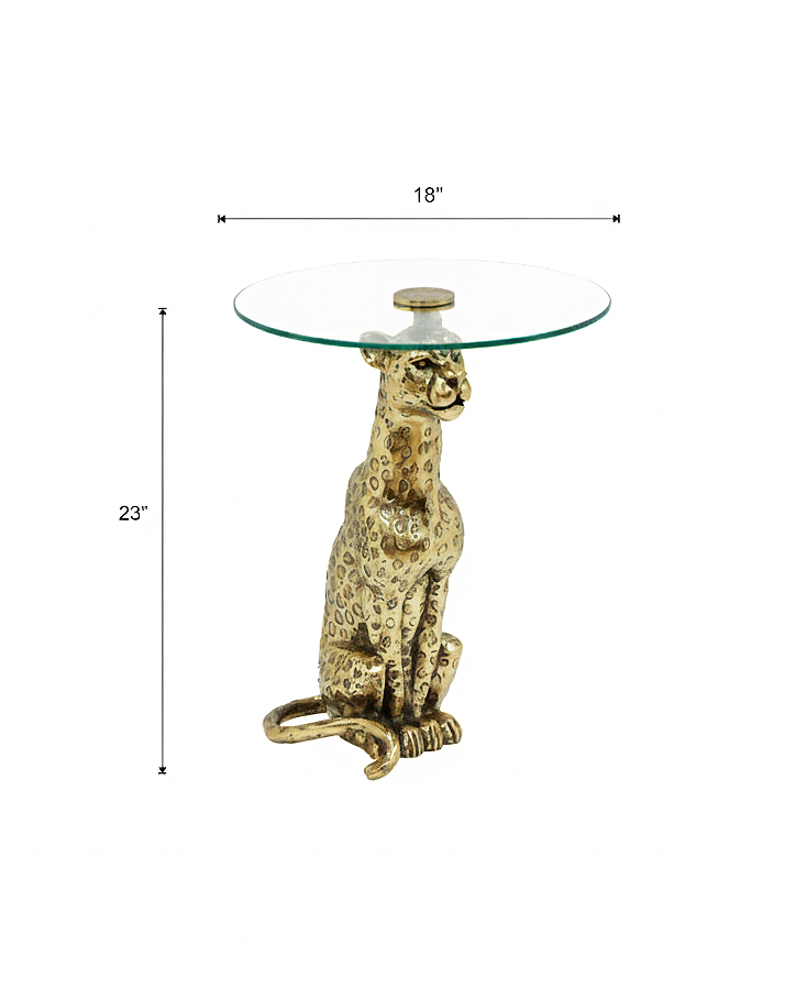 Cheetah Side Table with Glass Top