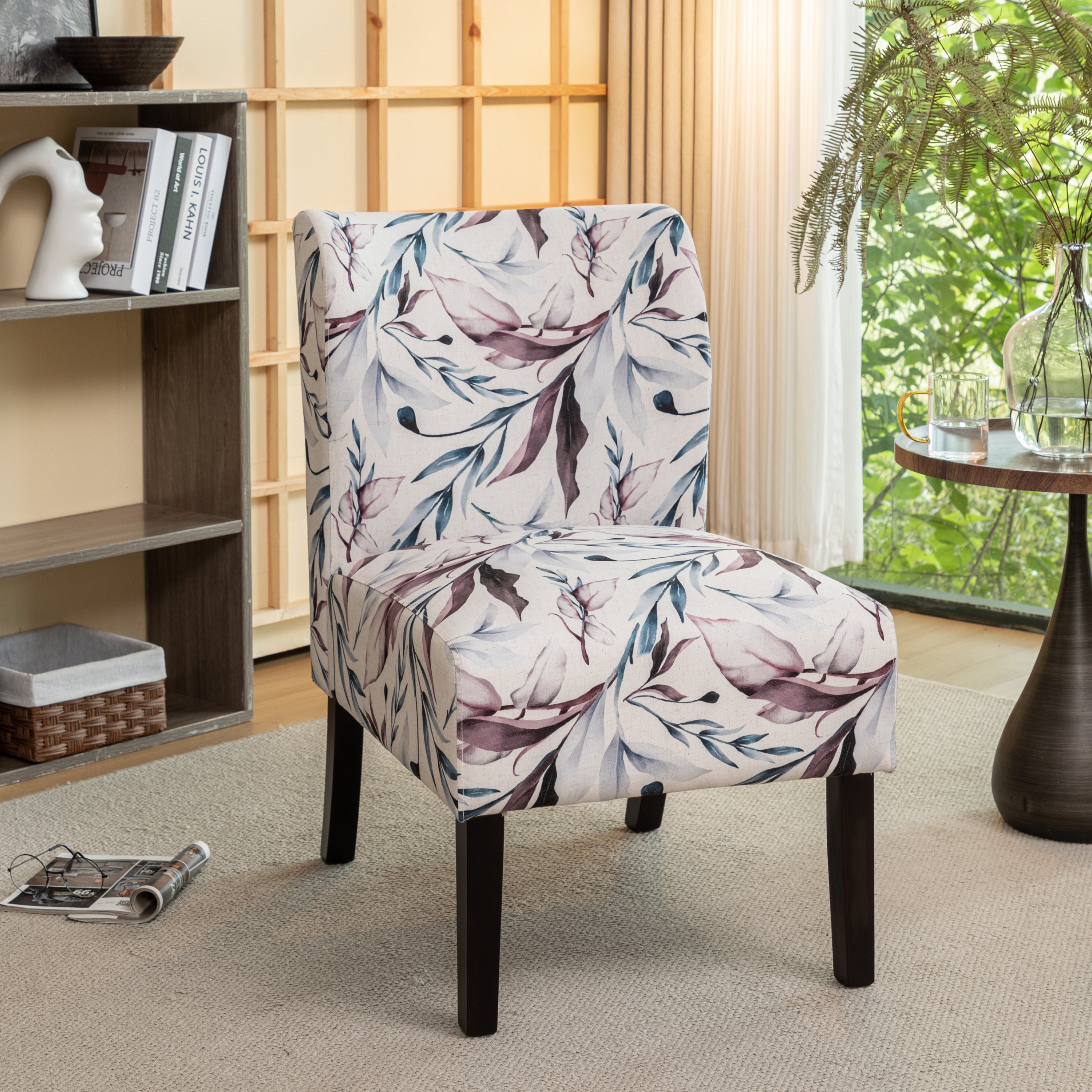 Capa Purple Floral Armless Accent Chair