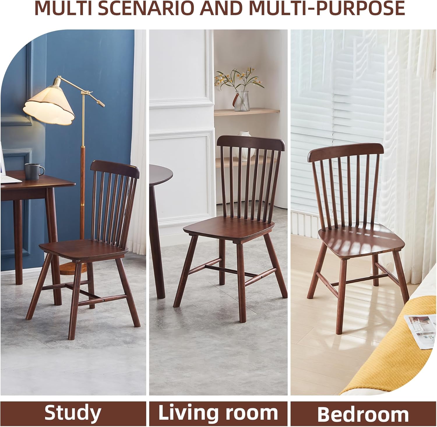 Modern Farmhouse Spindle Back Dining Chairs, Set of 4