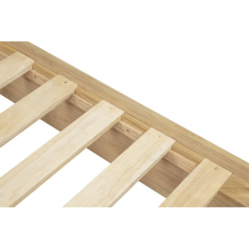 Fluted Modern Light Oak Wooden Platform Bed – Modern Minimalist Design, Light Oak Finish