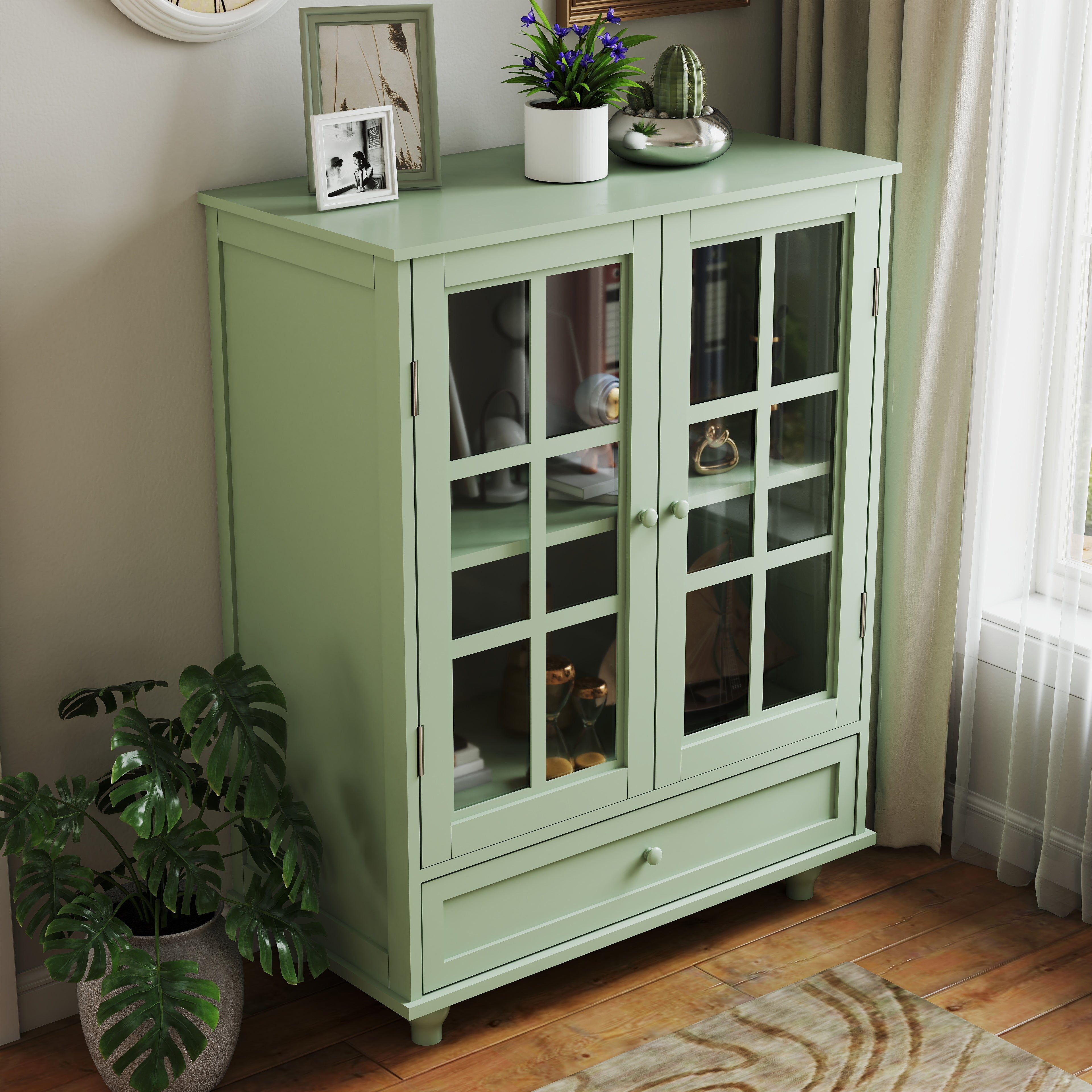 Double Glass Door Accent Cabinet