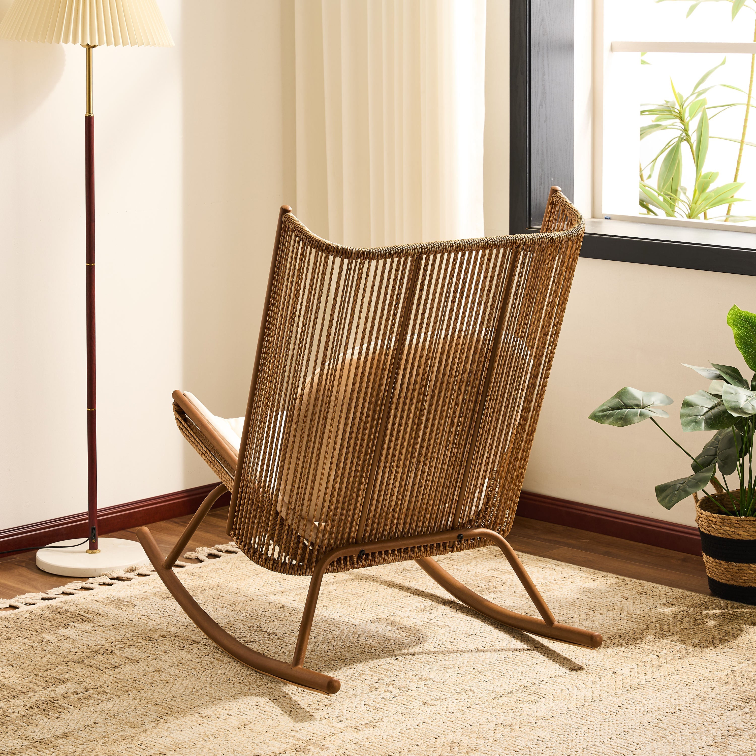 High Square Back Modern Outdoor Rocking Chair