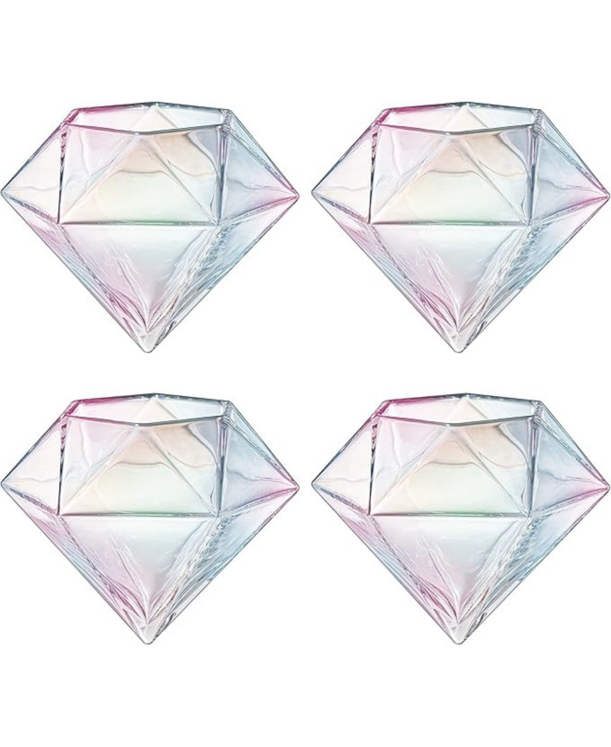Iridescent Diamond Whiskey Glasses Set of 4