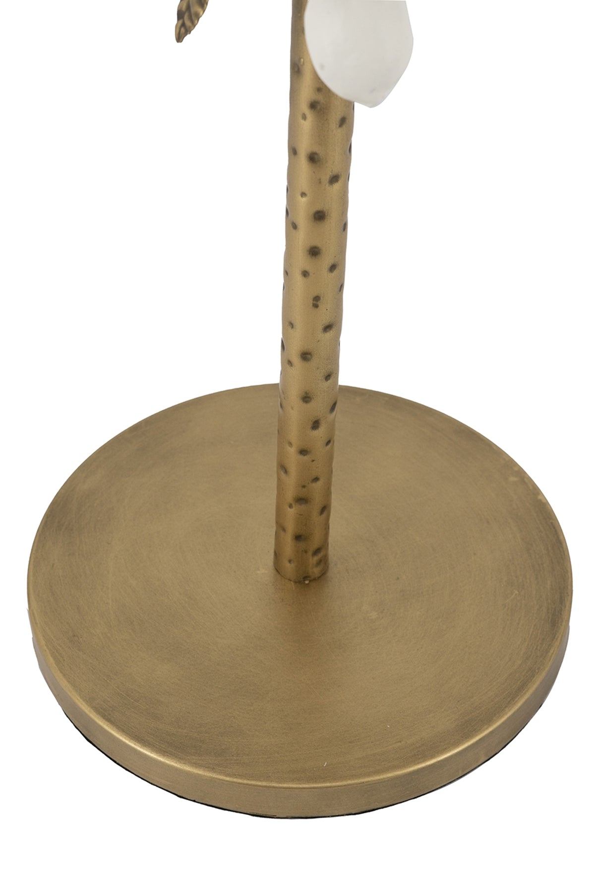 Round Iron Side Table with Gold and White Floral Accents and Cement Base