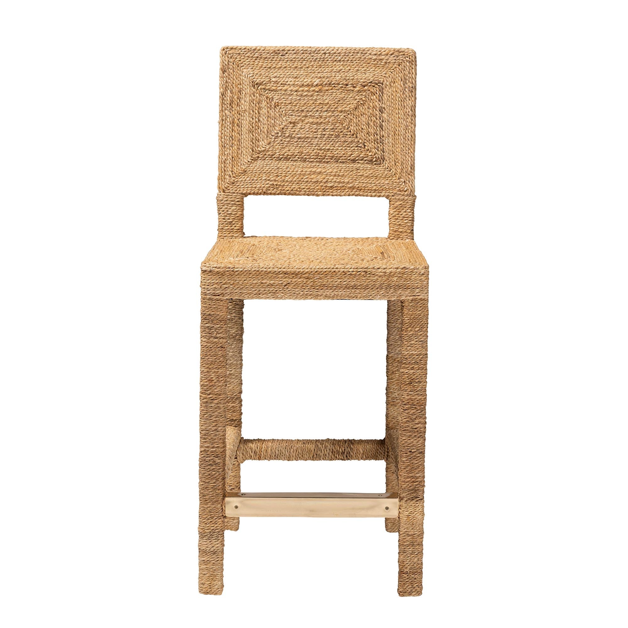 Harper Seagrass and Mahogany Wood Counter Stool