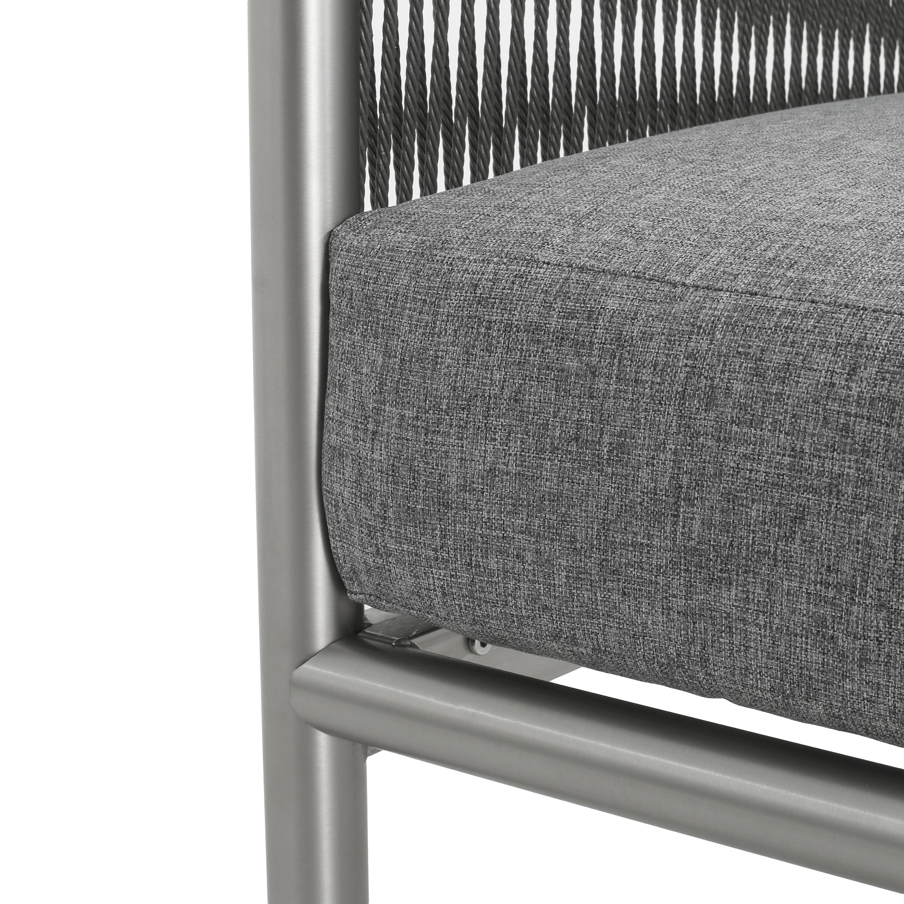 Outdoor Club Chair with Braided Rope Design and Aluminum Frame