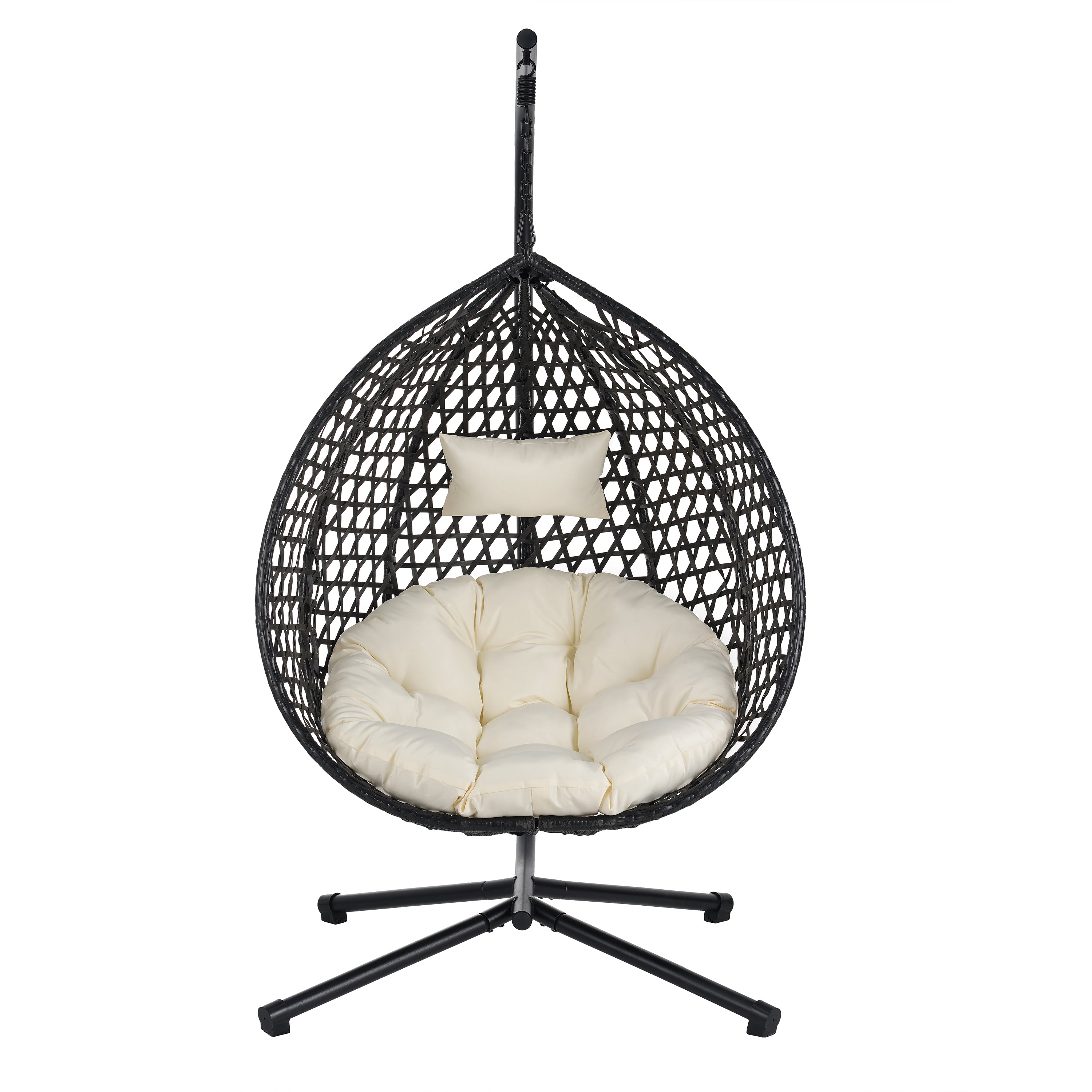 Hanging Swinging Egg Chair with Rattan Weaving, Base Included