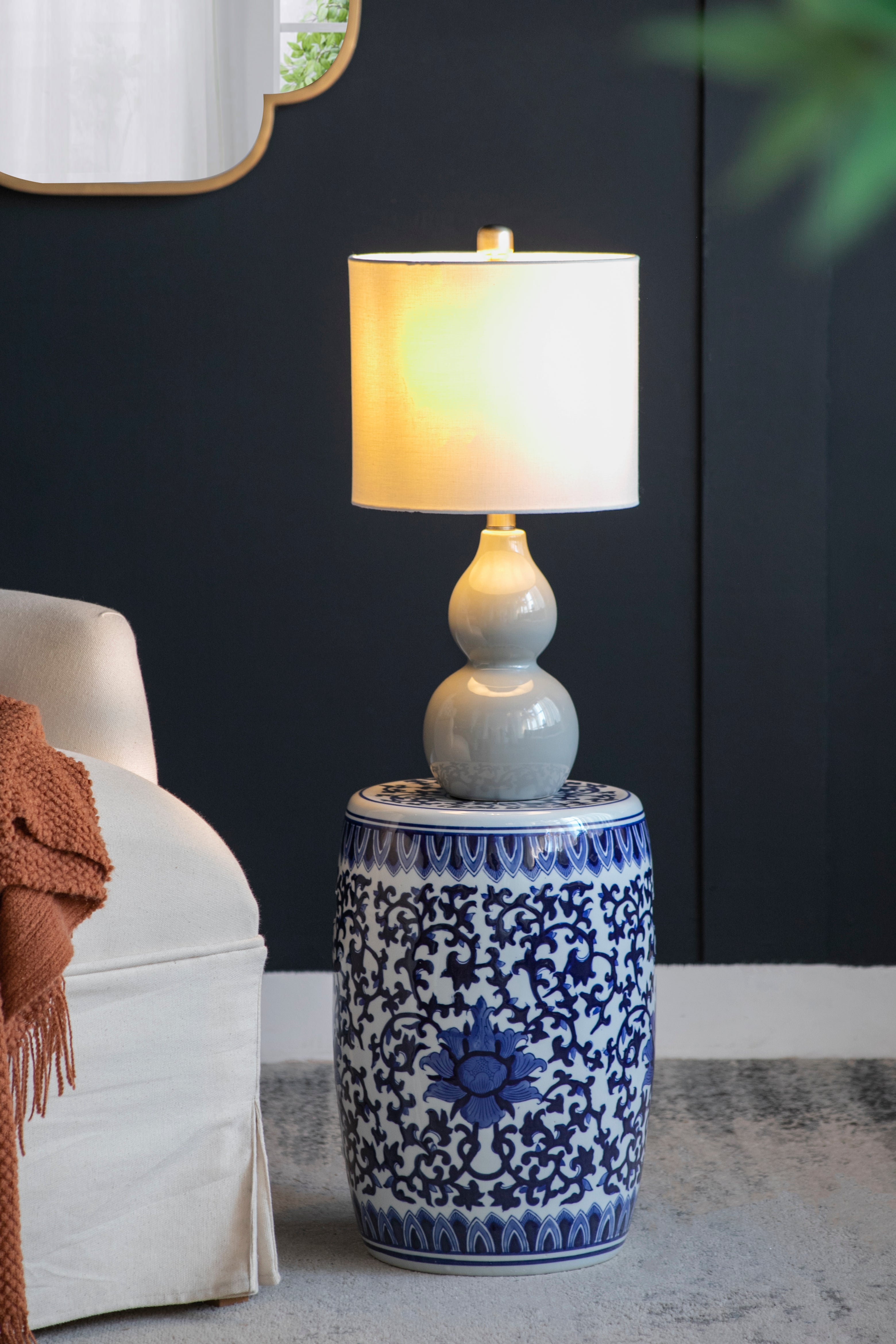 Outdoor Small Porcelain Stool with Dazzling Pattern