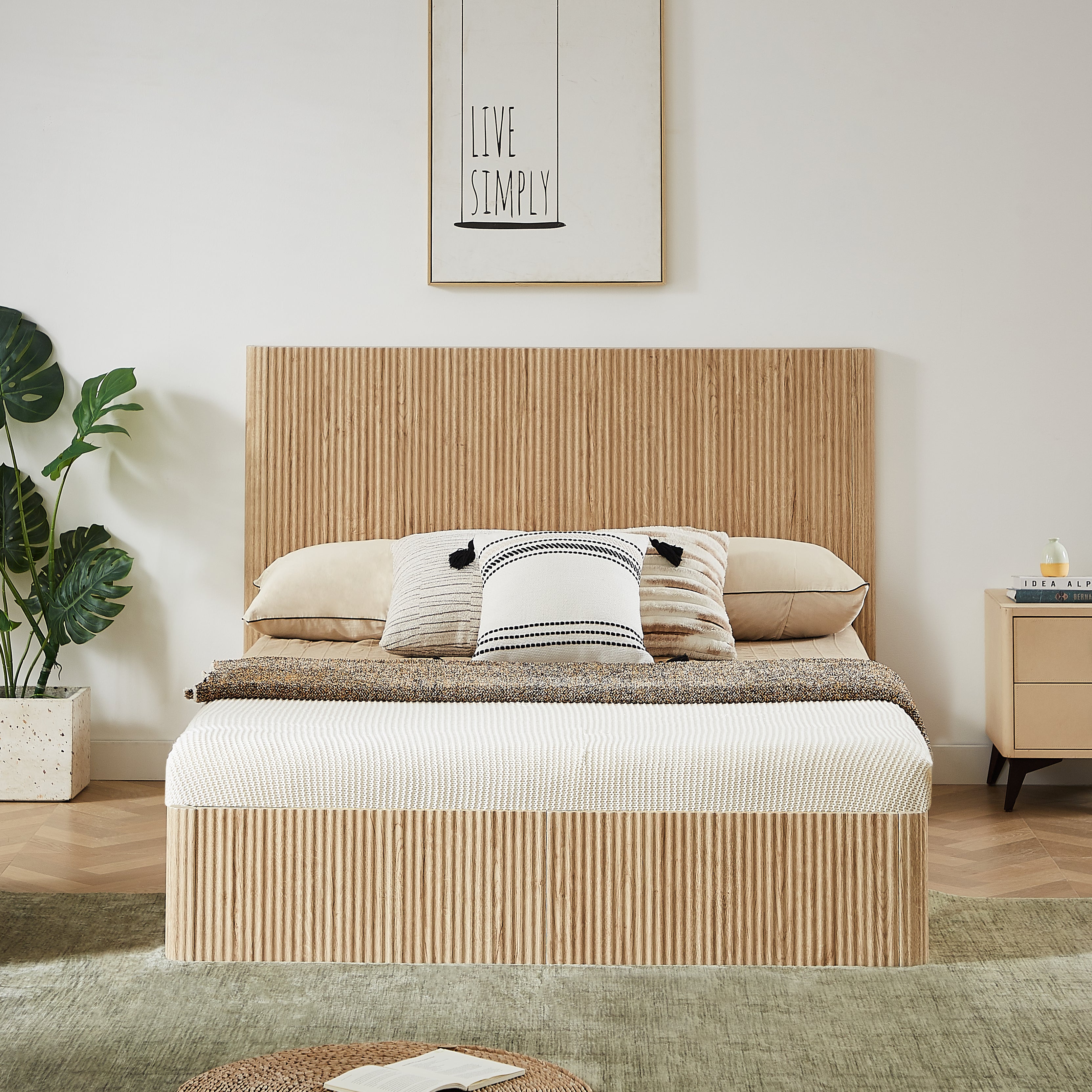 Fluted Lift Up Storage Bed
