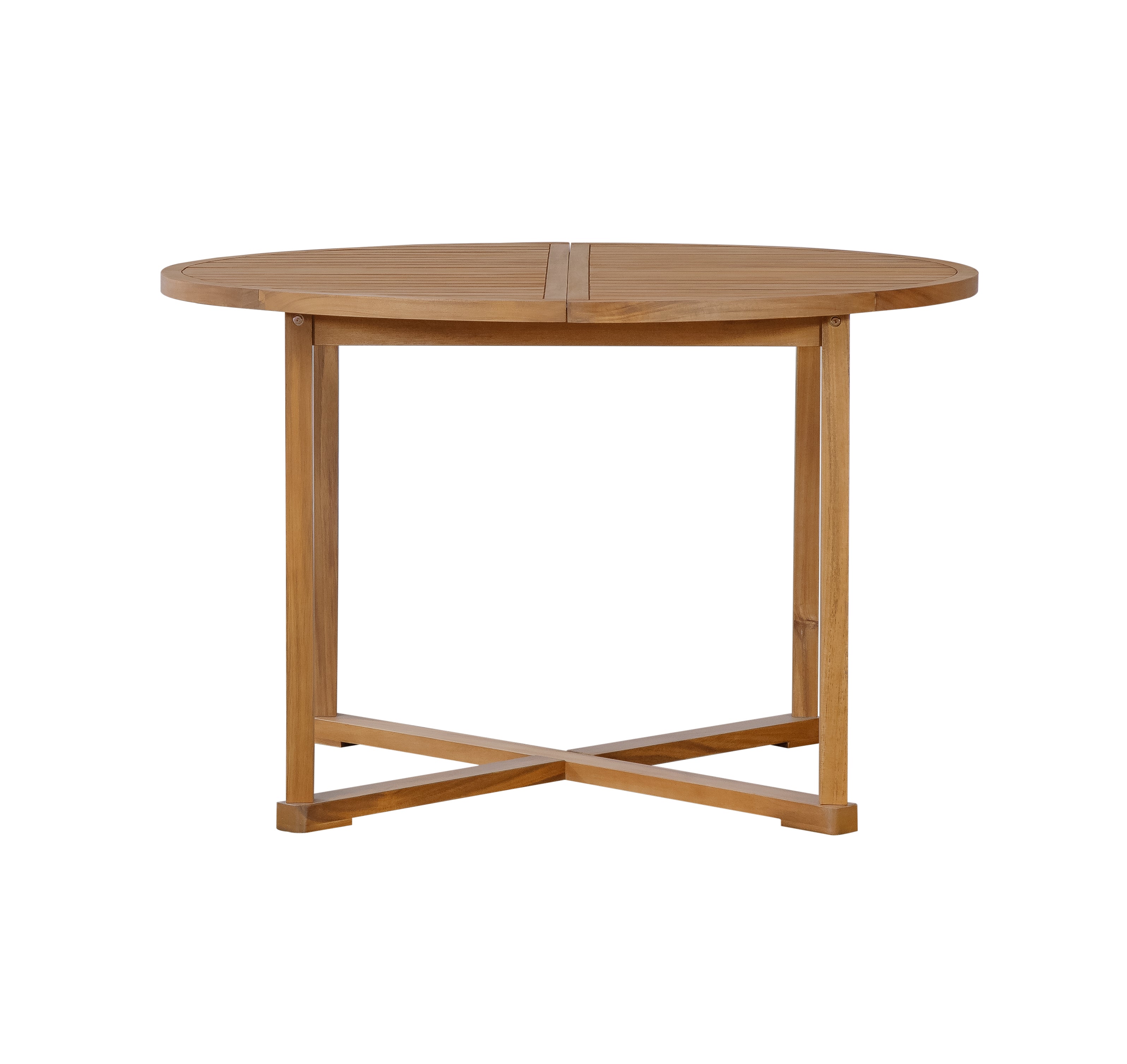 5-Piece Outdoor Dining Set with 4 Acacia Wood Chairs, 47.2" Round Dining Table with Slatted Design