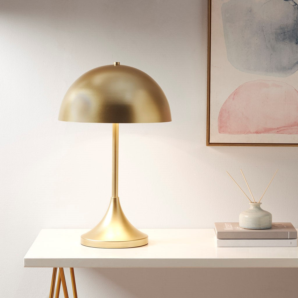 2-Light Table Lamp with Dome Shaped Shade and Metal Frame