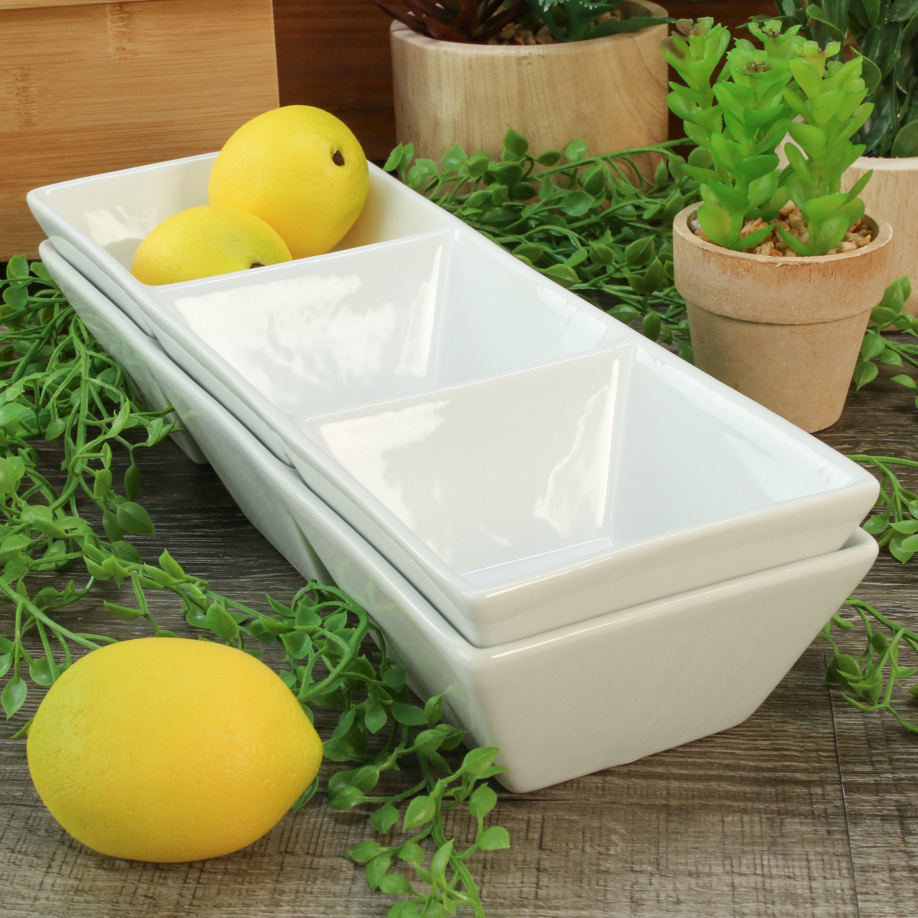 Three Compartment Square Server, Set of 2