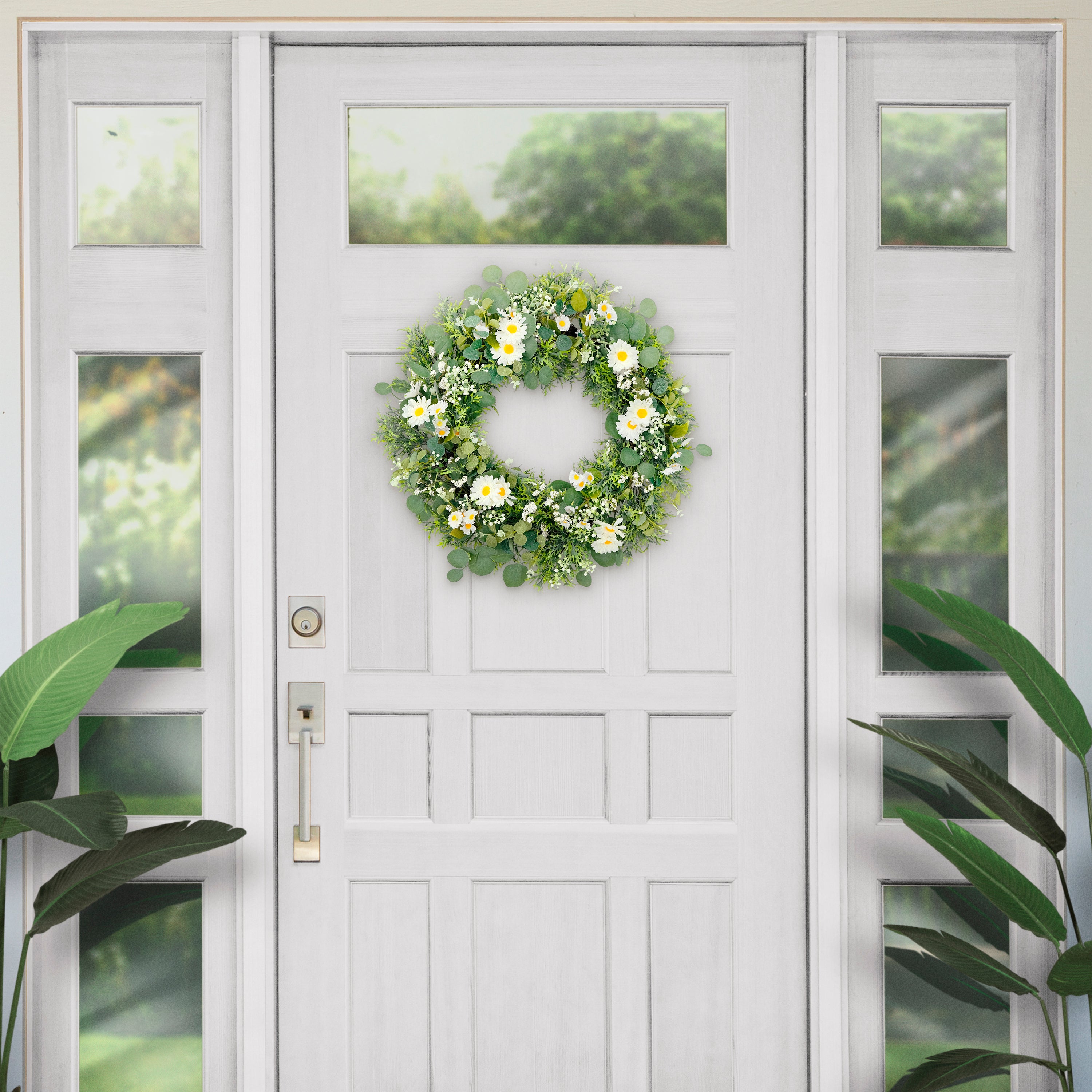 30" Artificial Multicolor Daisy Floral Spring Door Wreath