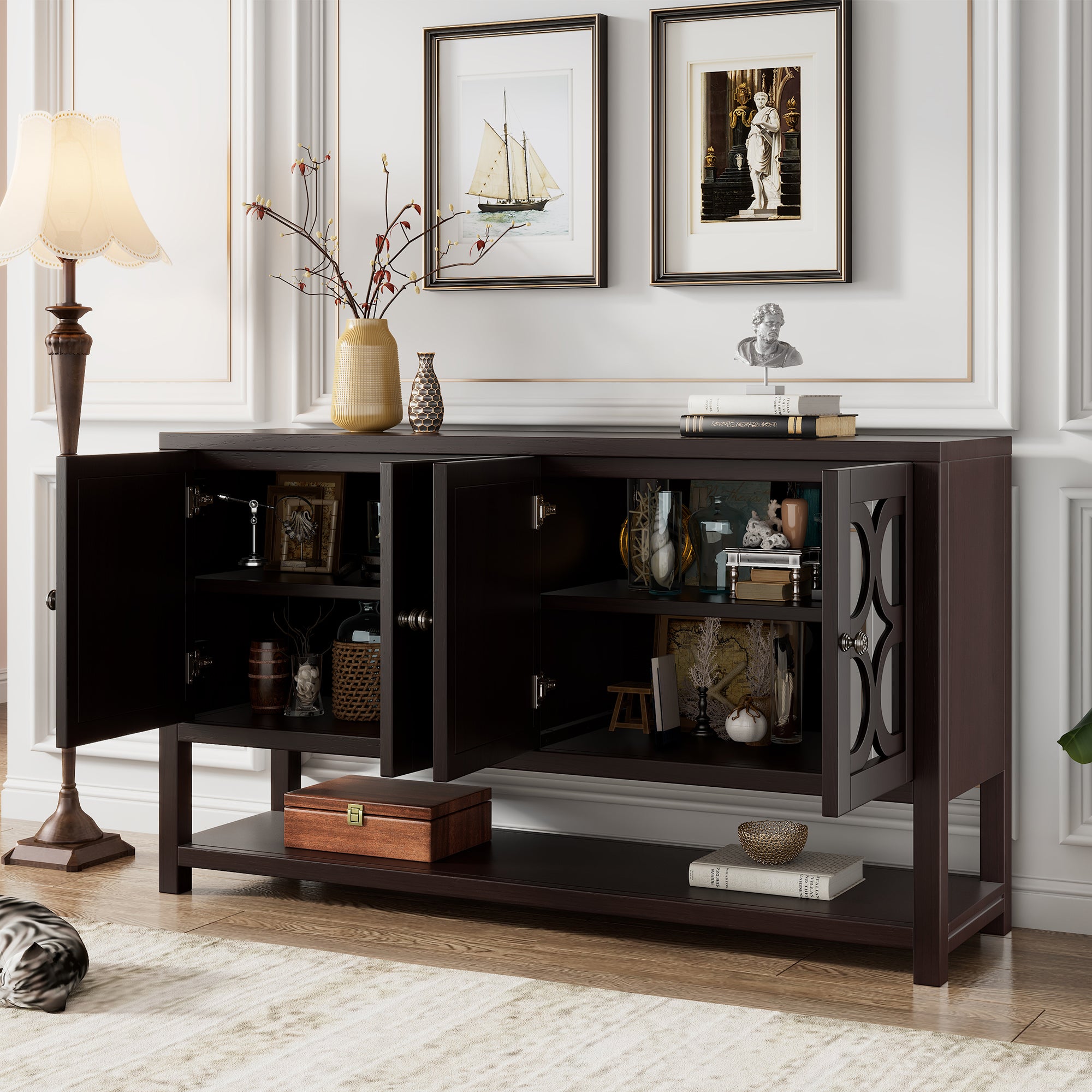 Mirrored Door Console Table