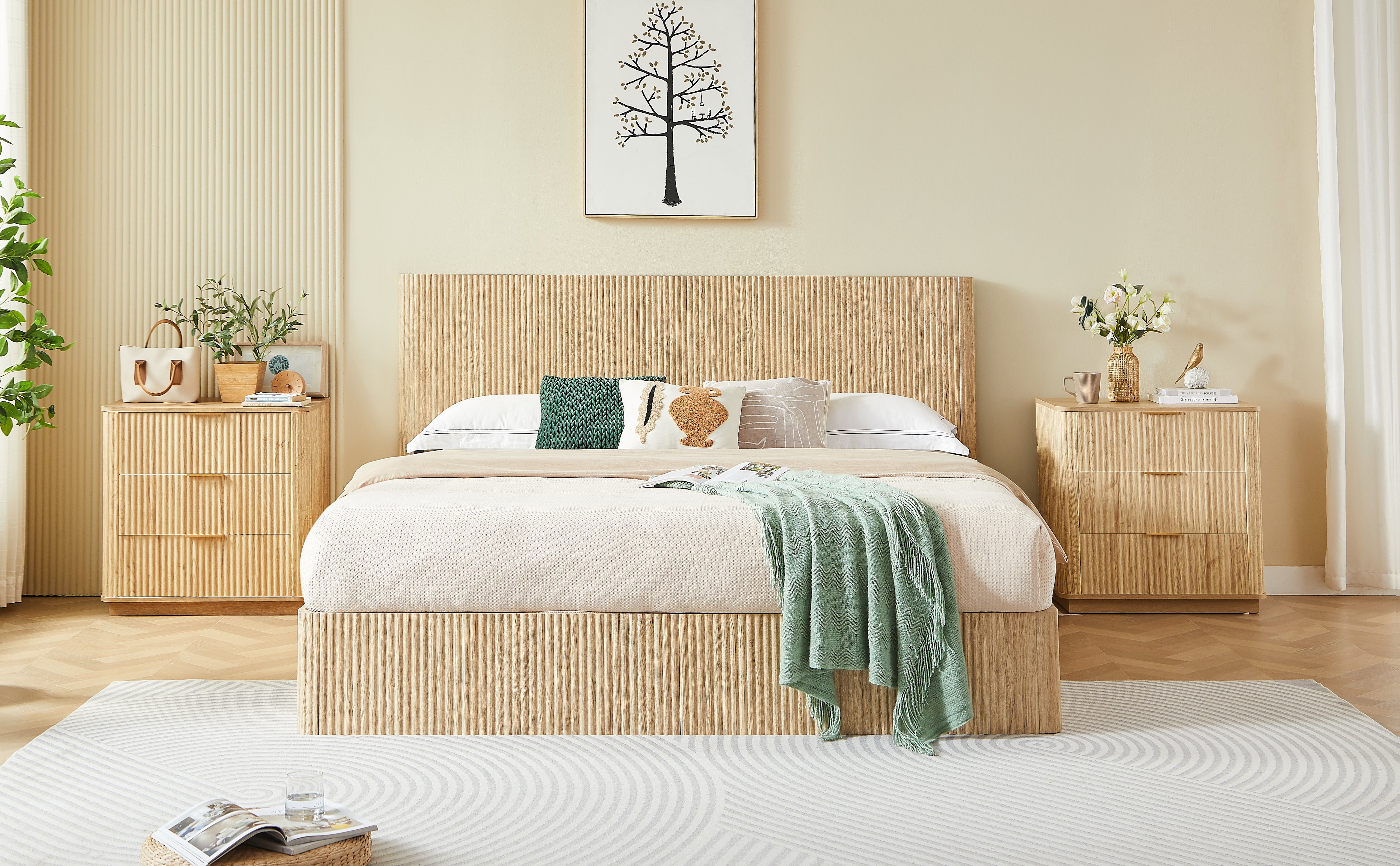 Fluted Lift Up Storage Bed