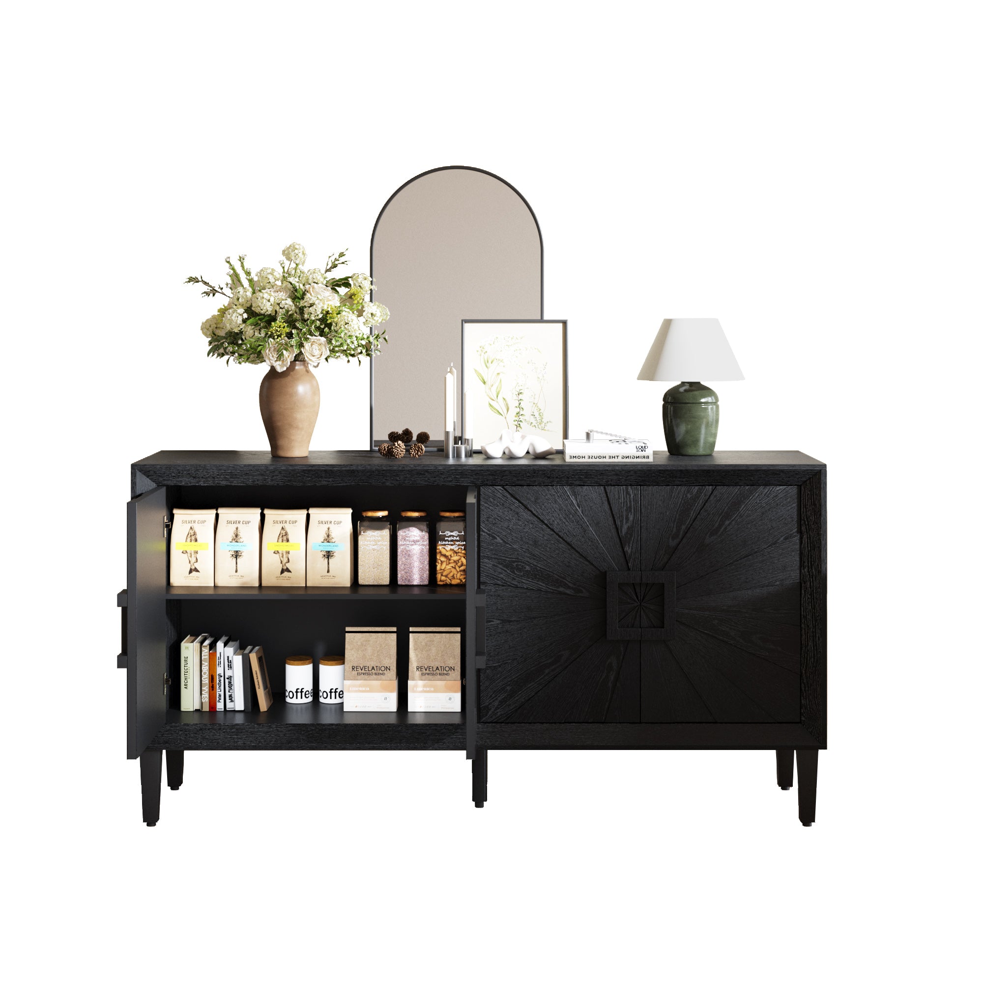 Sunburst Storage Cabinet with Adjustable Shelves
