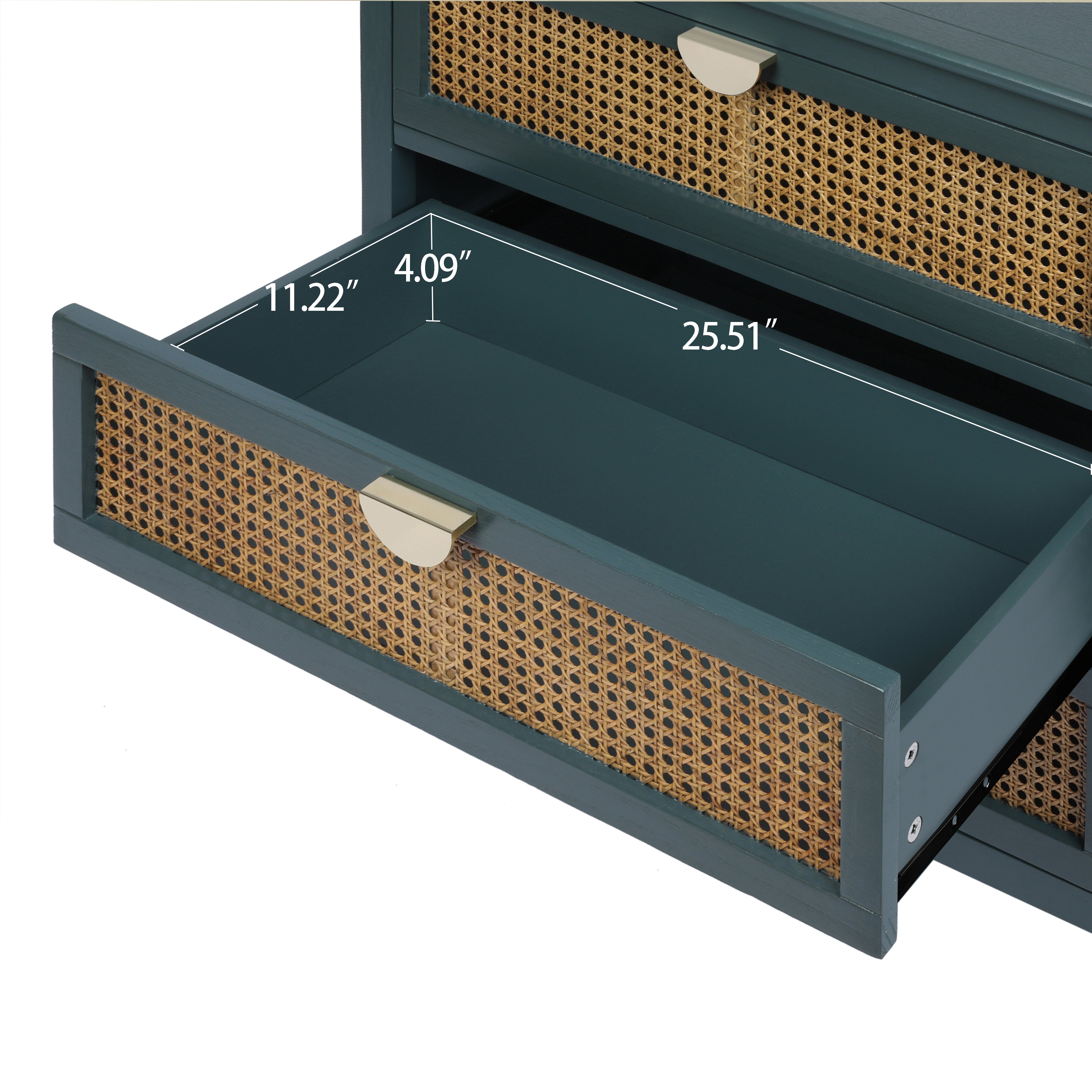 3 Drawer Cabinet with Natural Rattan Drawers