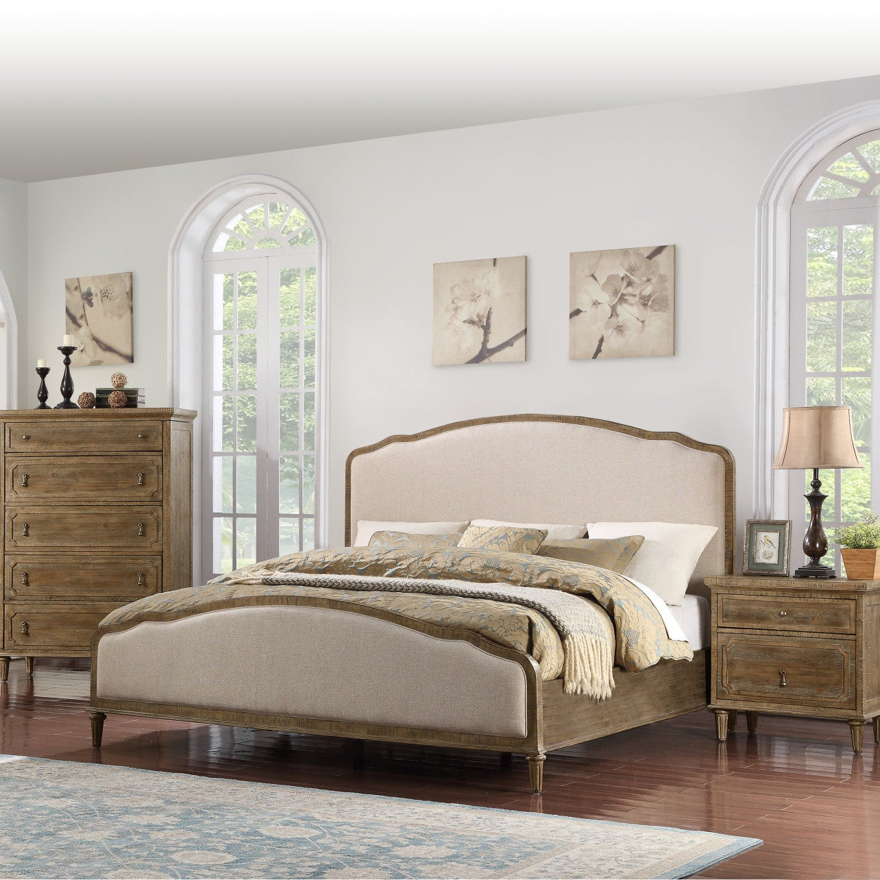 Brown Upholstered Bed