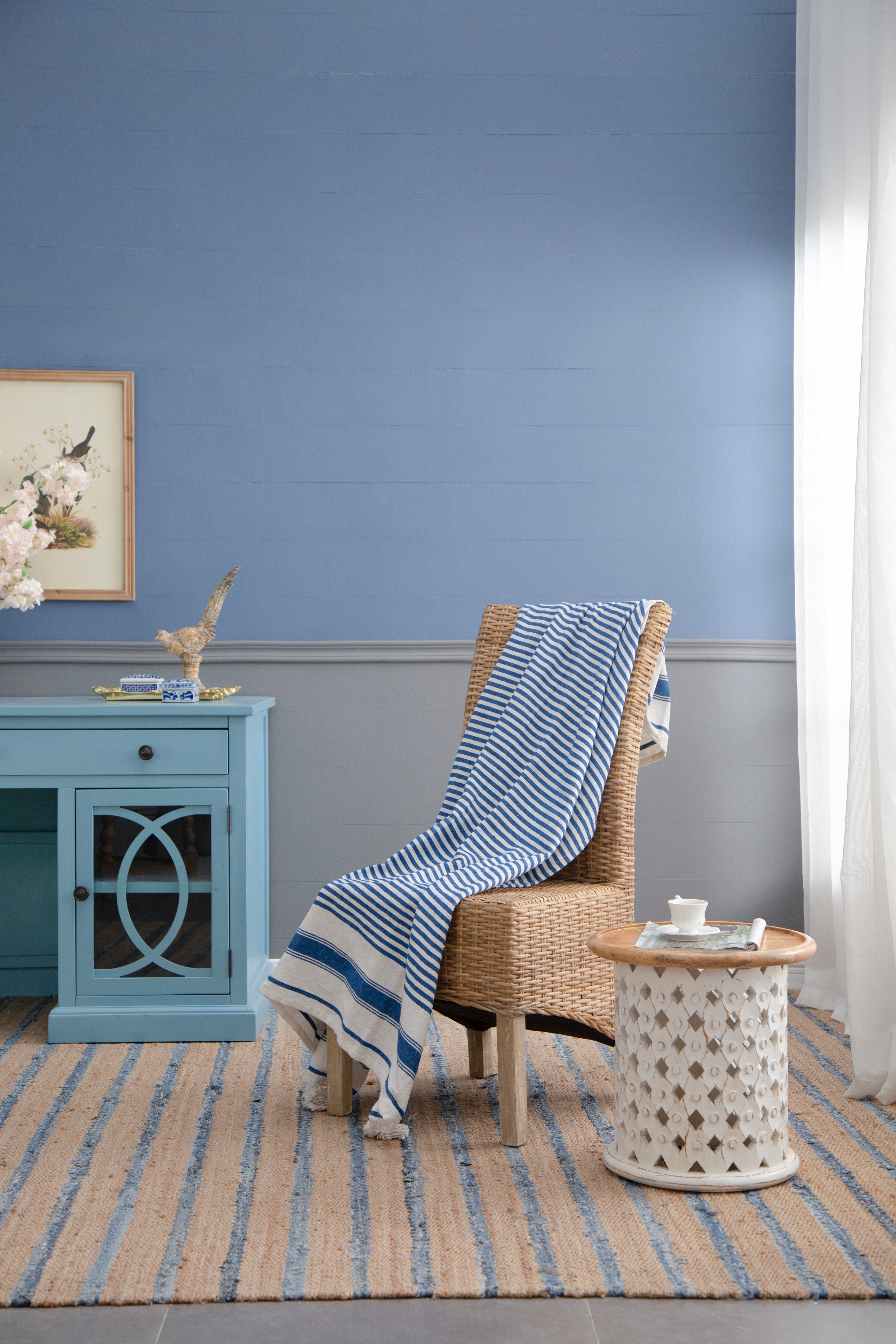 50x60' Brighton Blue Striped Throw Blanket, 2 Pack