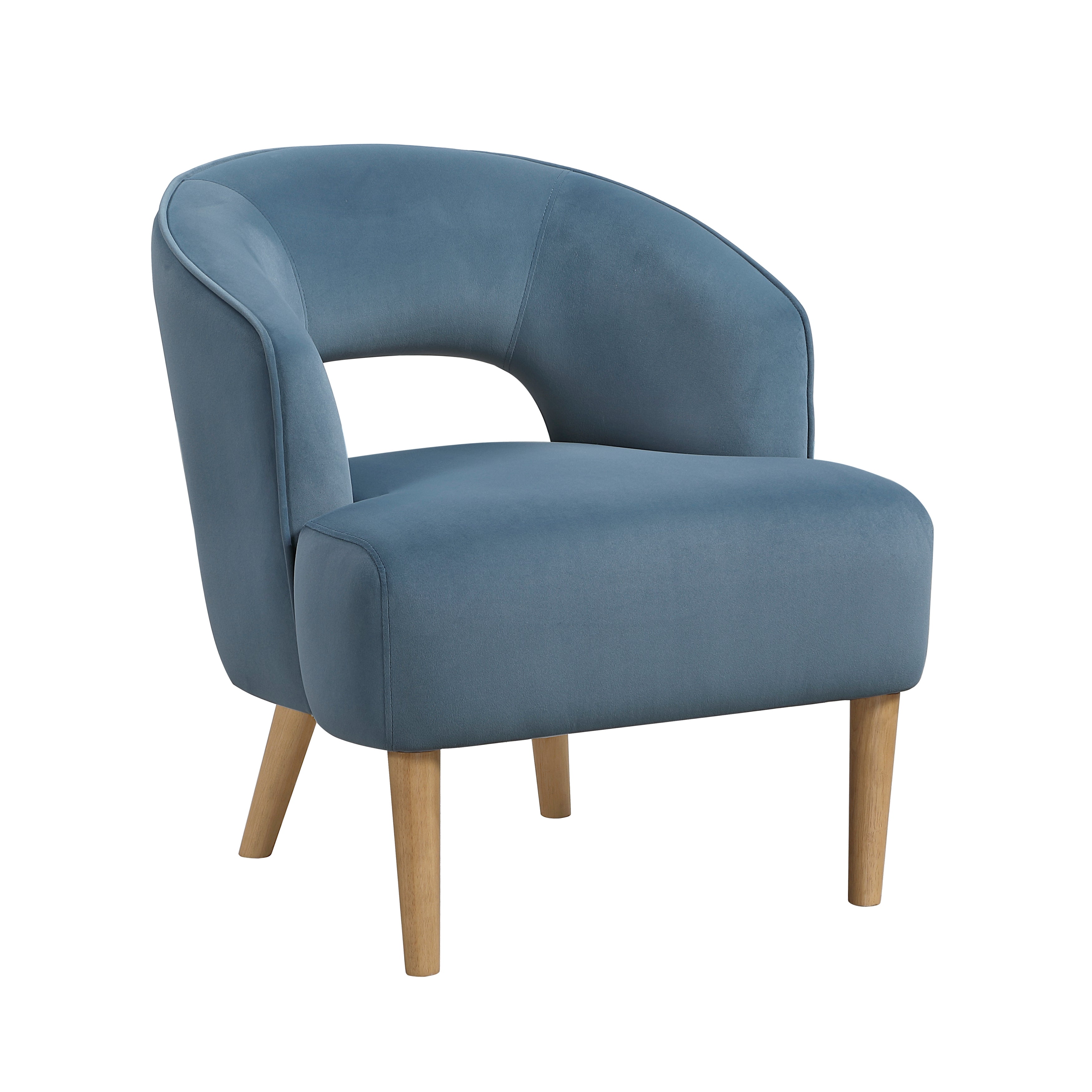 Modern Plush Velvet Open Back Barrel Accent Chair