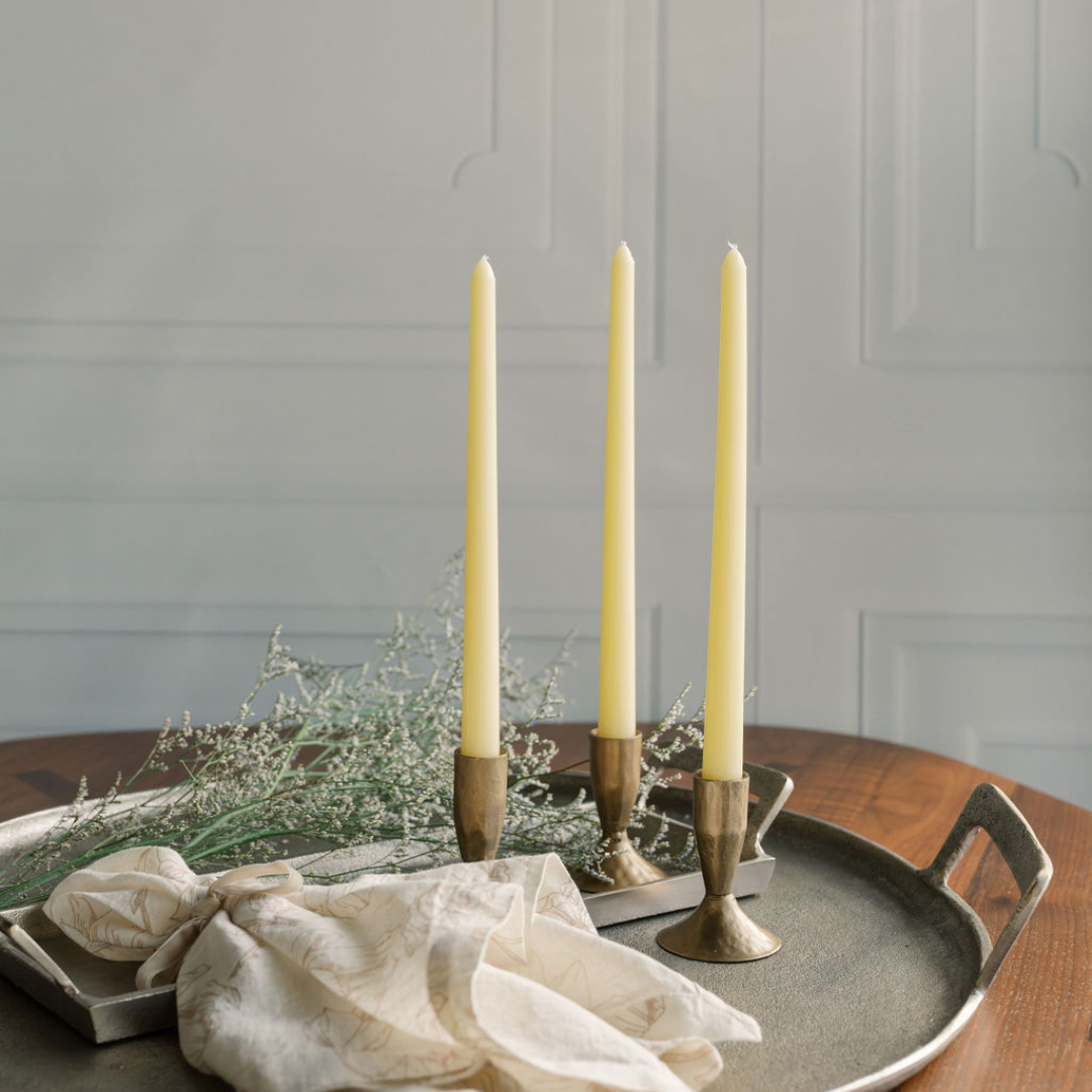 Iron Candleholders in Antique Brass, Set of 3