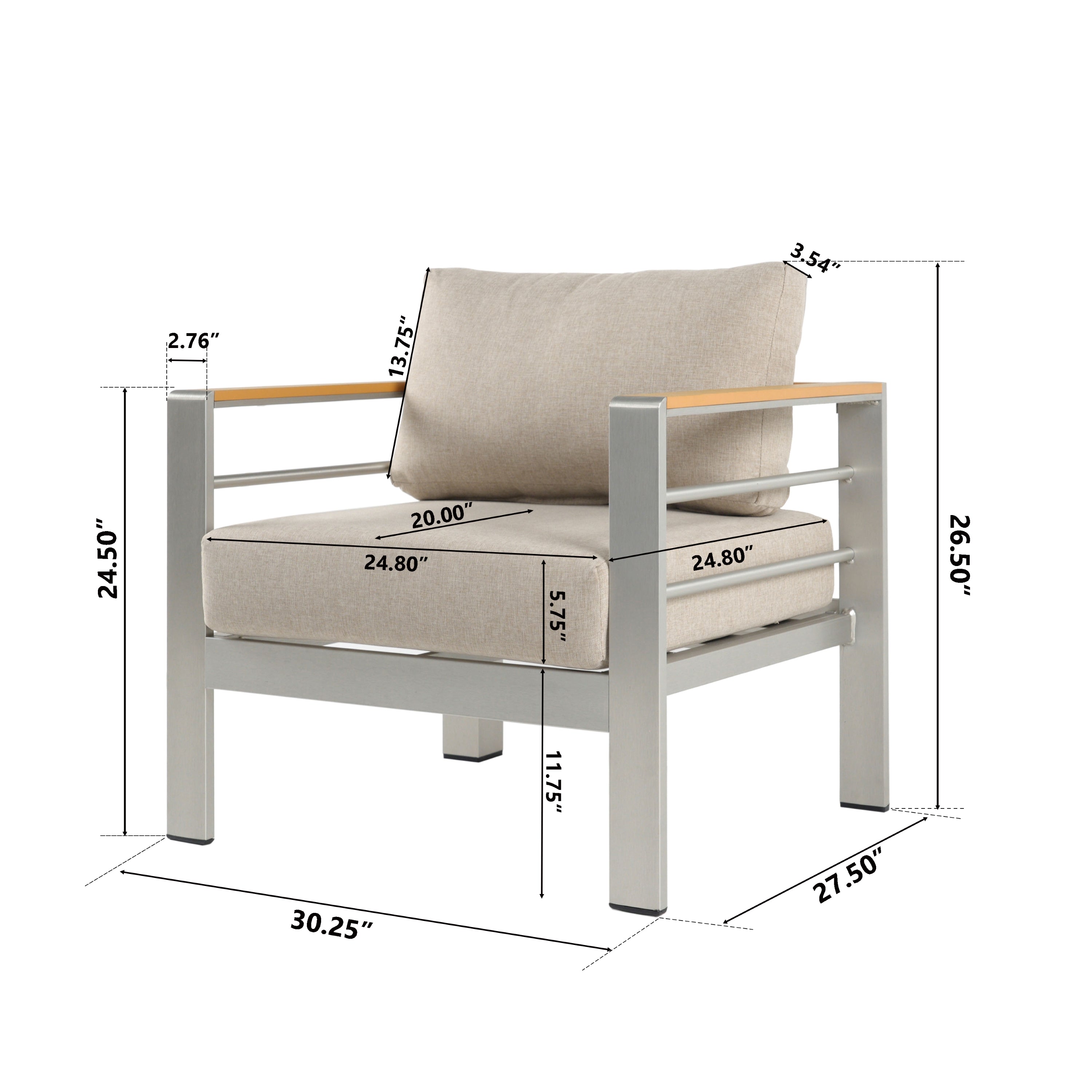 Celestite 4-Piece Patio Set with Loveseat, 2 Club Chairs and Rectangular Coffee Table